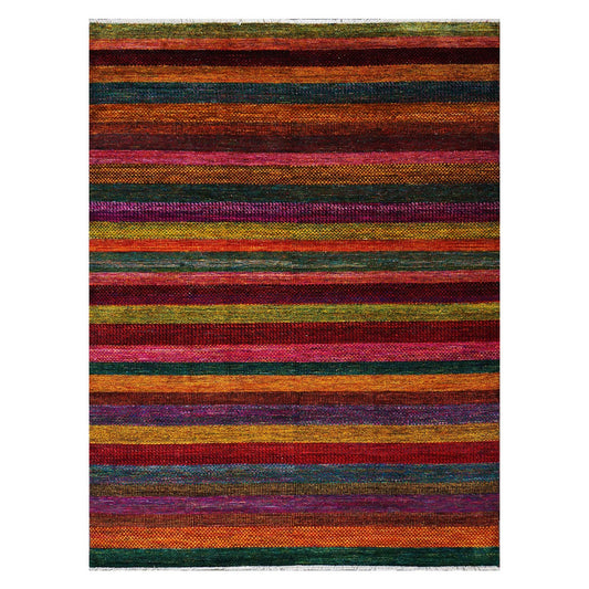 Indian Modern Silk Ikat 9x12 Vibrant Multicolor Area Rug #9902755 image 0