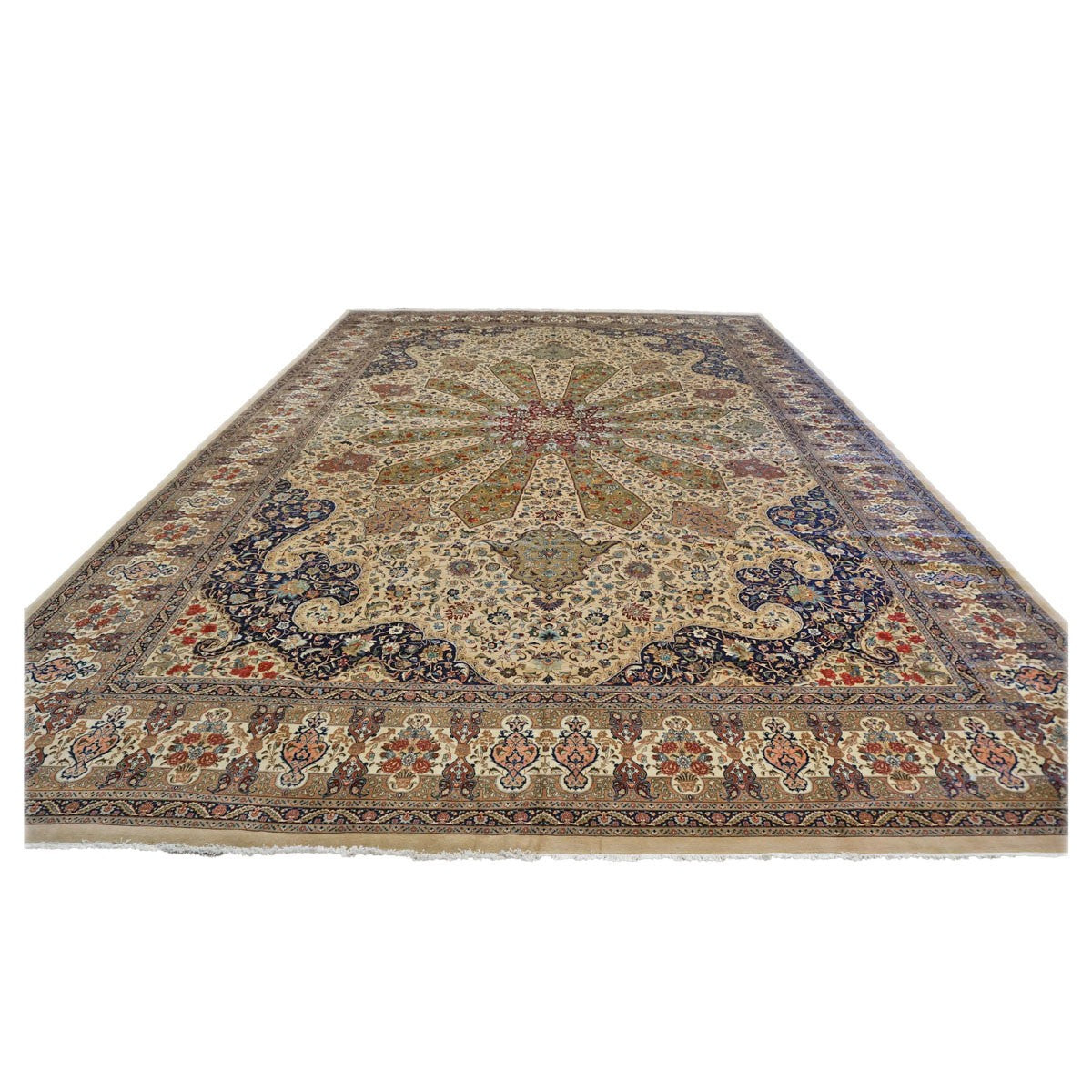 Antique Persian Tabriz 13X19 Ivory Palace Rug #1140645 image 3
