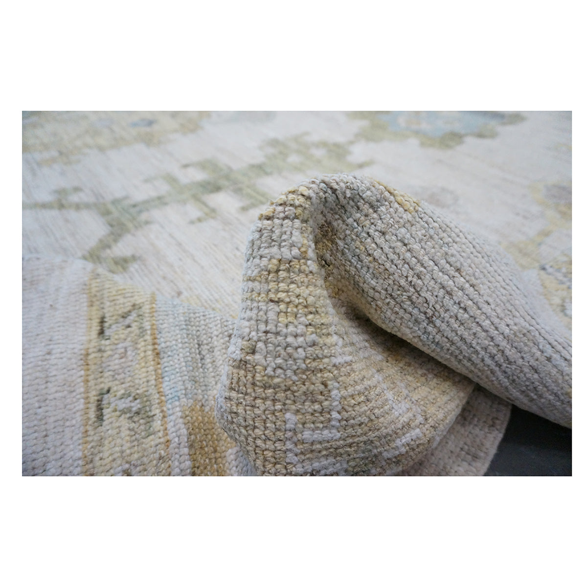 New Turkish Oushak 10x13 Ivory, Blue, & Yellow Handmade Area Rug #114073 image 9