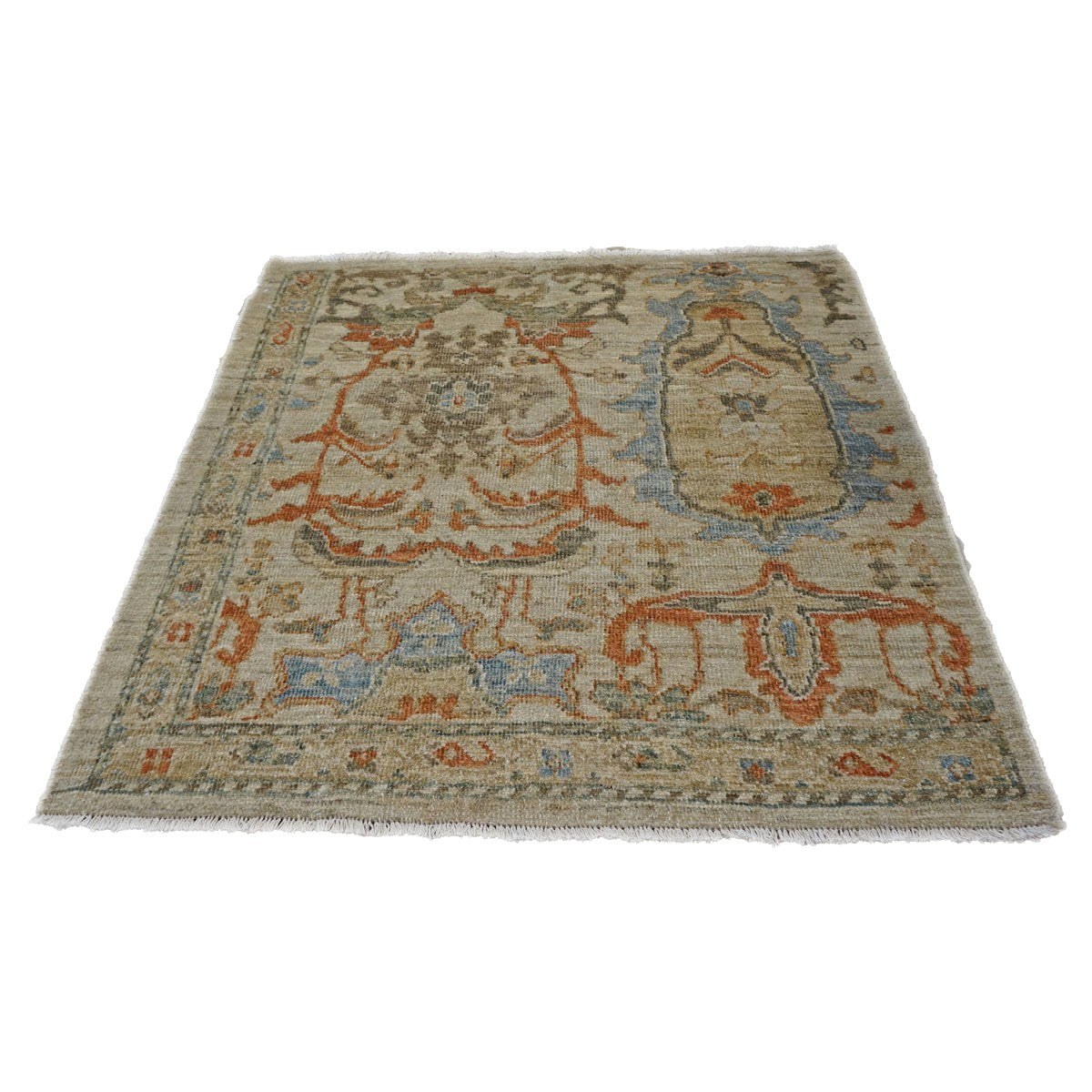 Persian Sultanabad 3x3 Ivory & Rust Area Rug #1141257 image 1