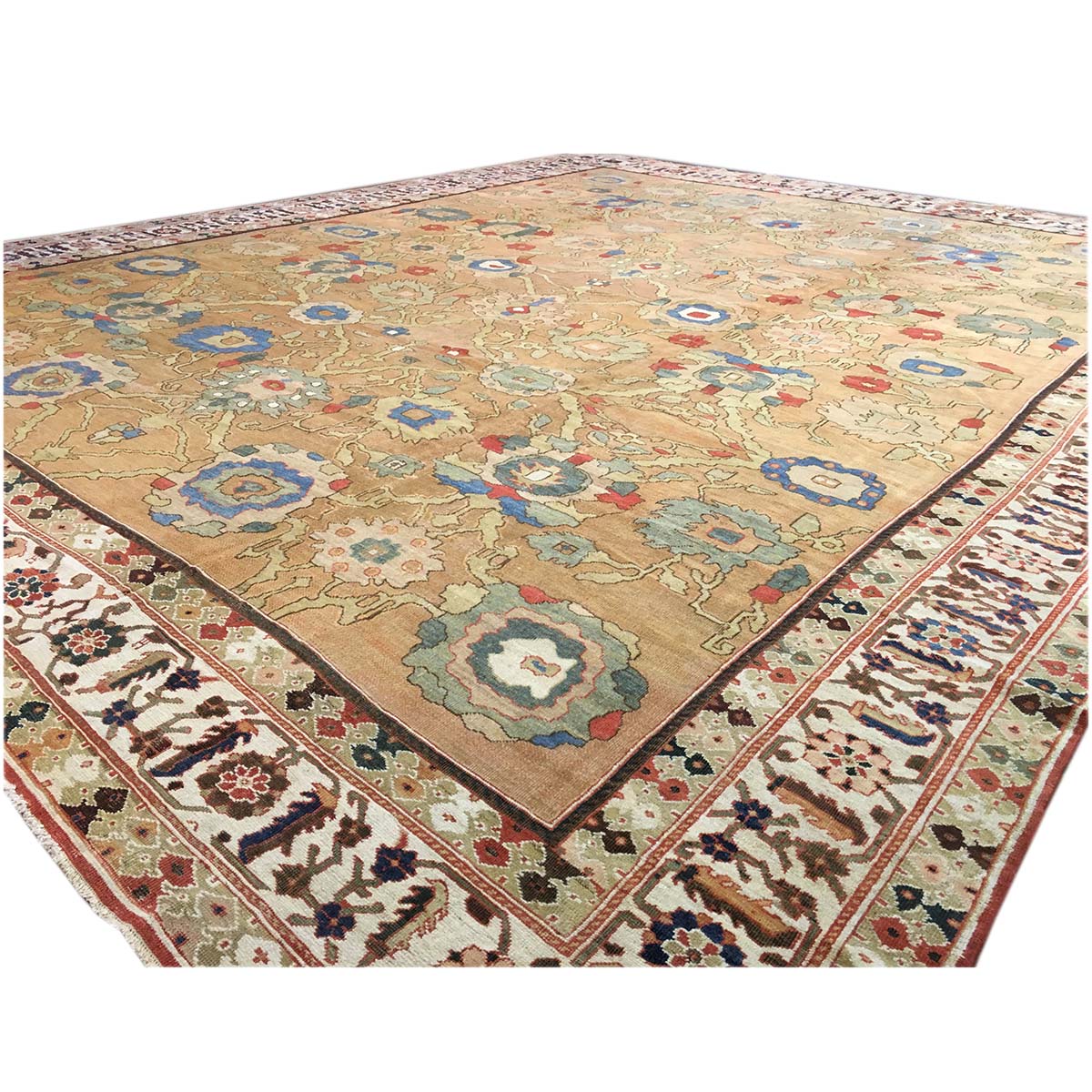 19th Century Antique Persian Sultanabad 15x19 Tan & Blue Area Rug #9902408 image 4