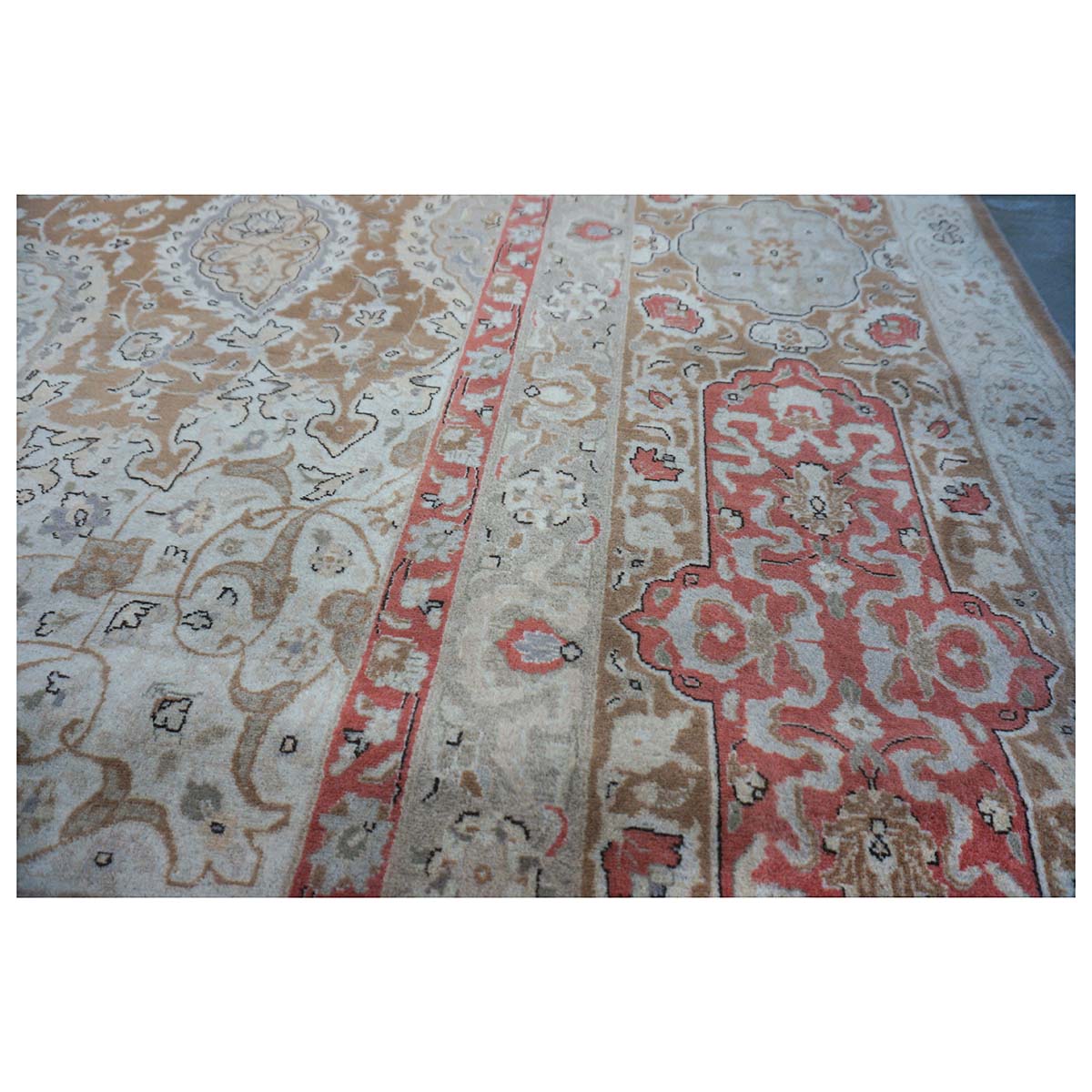 Antique Persian Tabriz 13X20 Brown & Salmon Oversized Area Rug #9902107 image 8