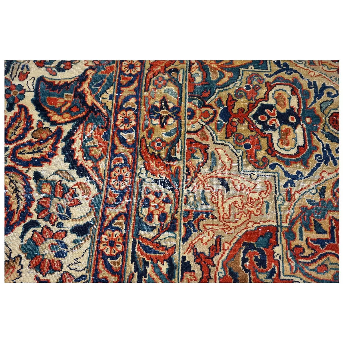 Antique Persian Sarouk Mahajaran 12x19 Ivory, Navy, & Red Oversized Area Rug #1144059 image 13