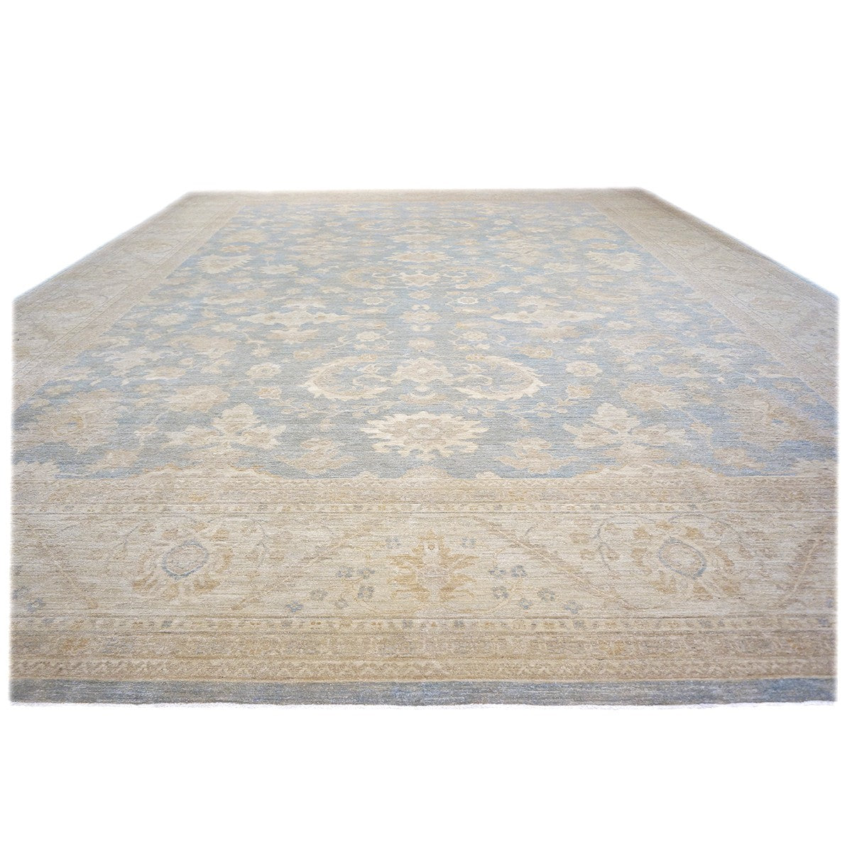 Afghan Oushak 12x15 Blue & Ivory Handmade Area Rug #1142741 image 3