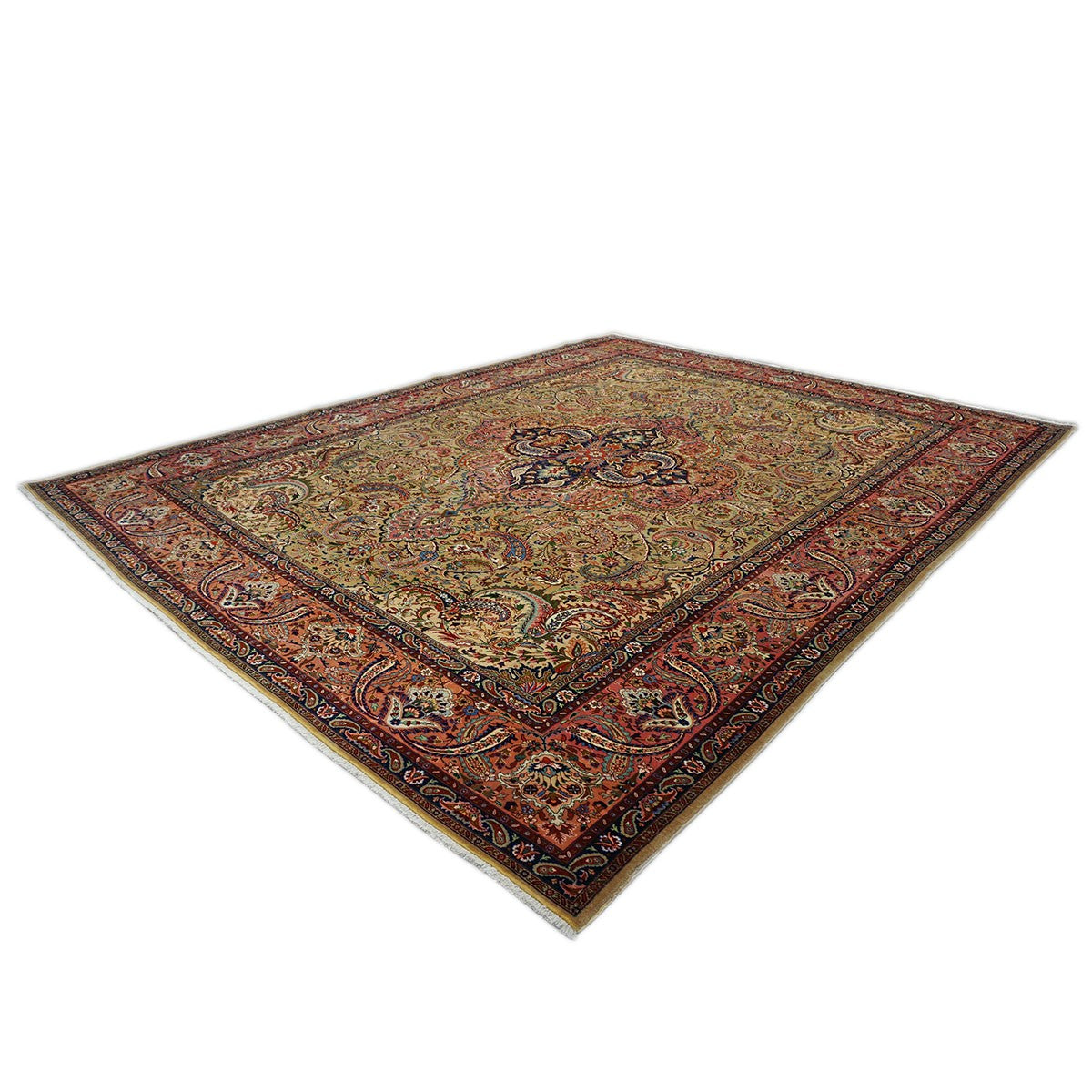 Antique Persian Tabriz Pahlavi 10x13 Taupe, Salmon, & Navy Area Rug #9902222 image 4