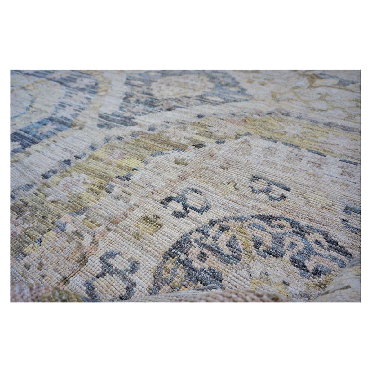 21st Century Turkish Oushak 13x15 Ivory, Olive Green, & Slate Blue Handmade Rug #1144077 image 13