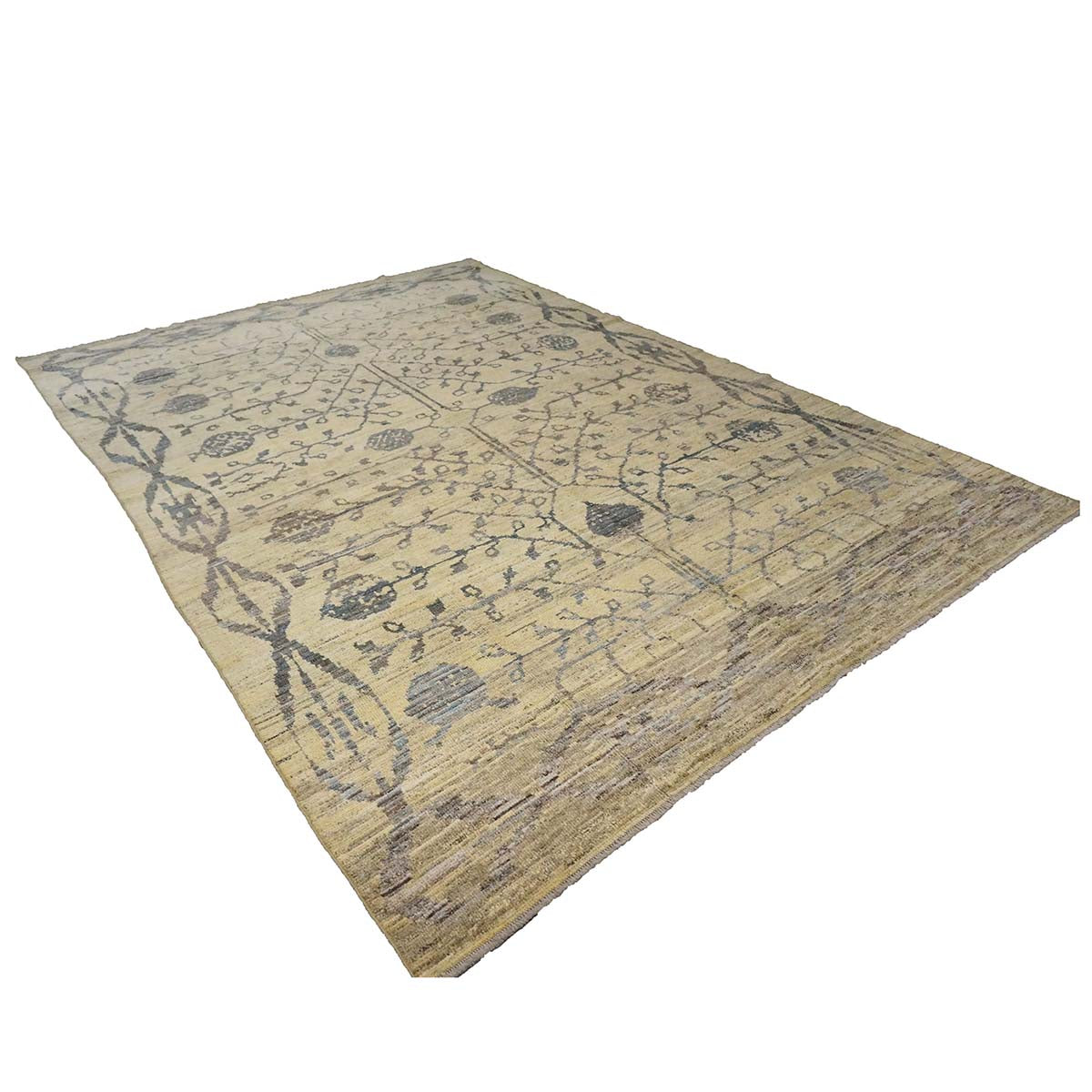 21st Century Turkish Oushak 8x12 Yellow, Blue, & Charcoal Area Rug #1144071 image 2