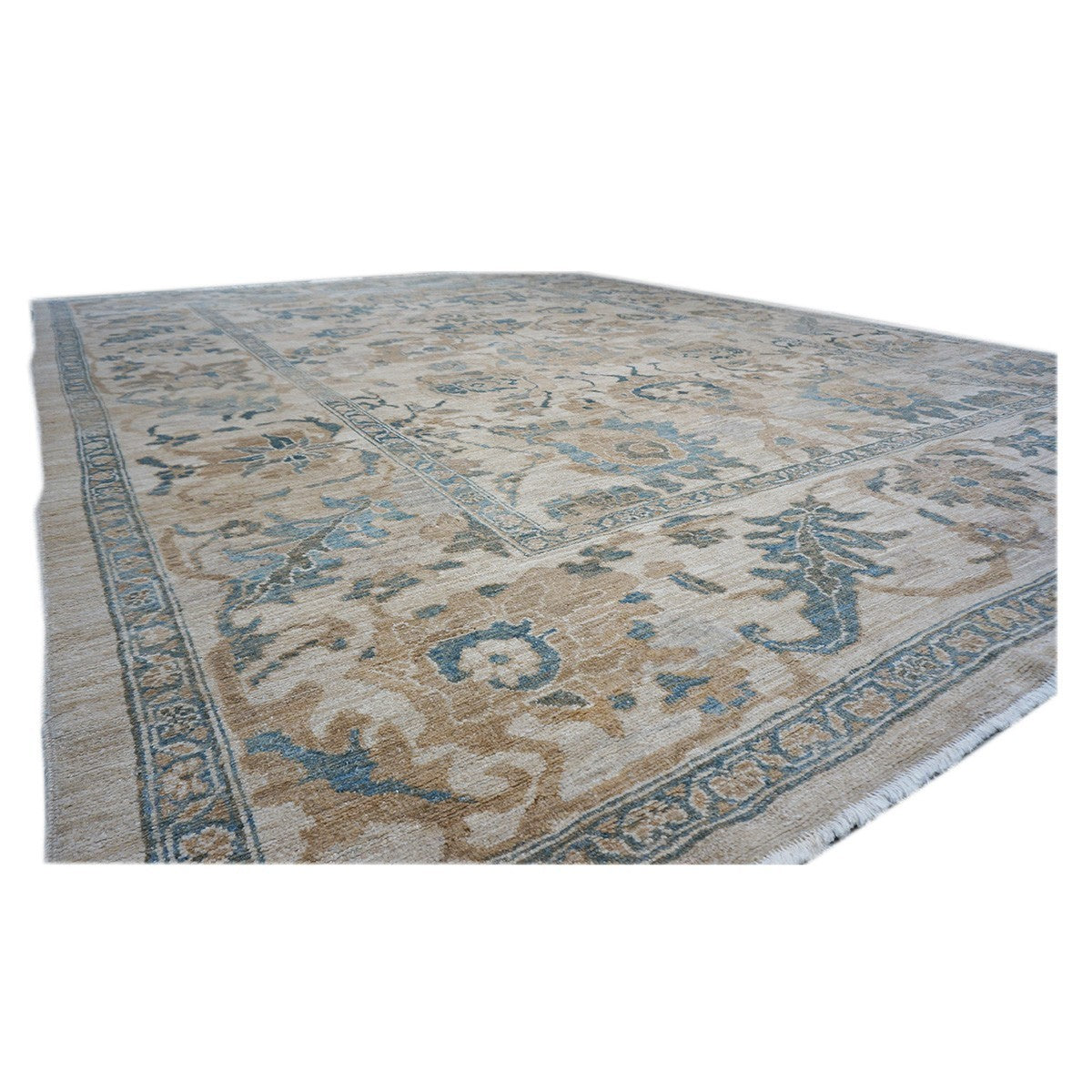 Persian Sultanabad 10X14 Ivory and Blue Handmade Persian Rug #1141091 image 4