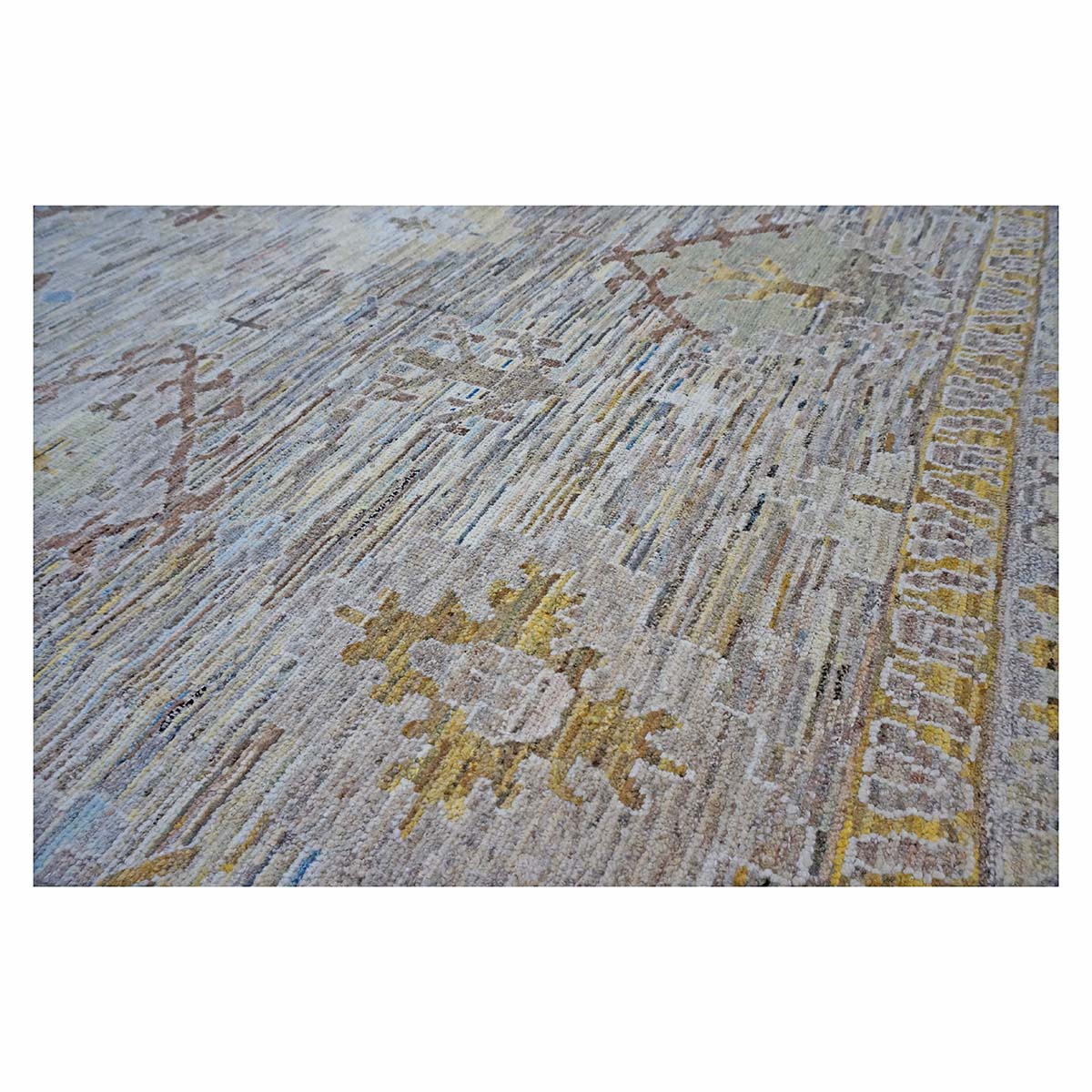 21st Century Turkish Oushak 11X15 Gold, Gray& Slate Blue Handmade Area Rug #1144128 image 10
