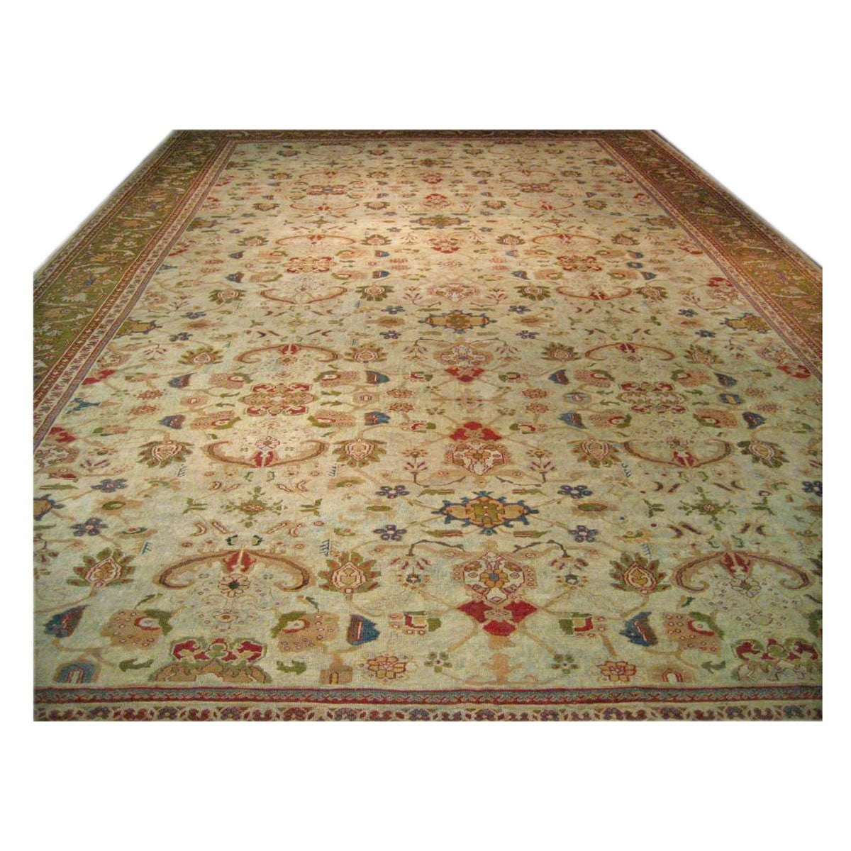 19th Century Antique Sultanabad Soft Green and Blues  Oversized Persian Rug #1140516 image 2