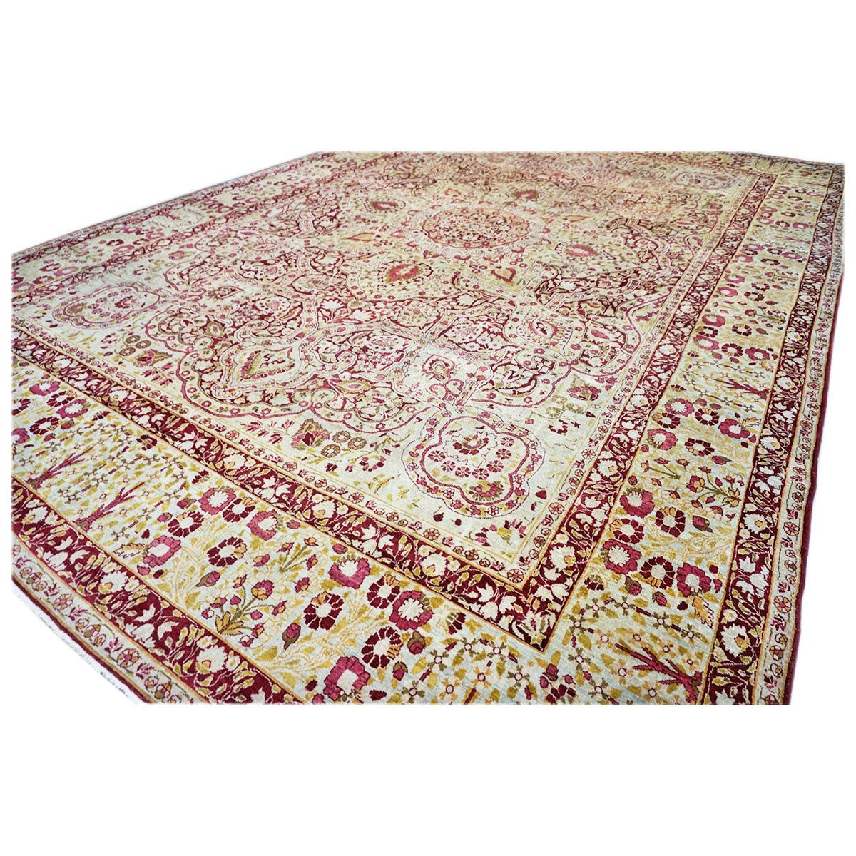 Antique Persian Kerman Lavar 11X16 Pink & Ivory Area Rug #1141138 image 6