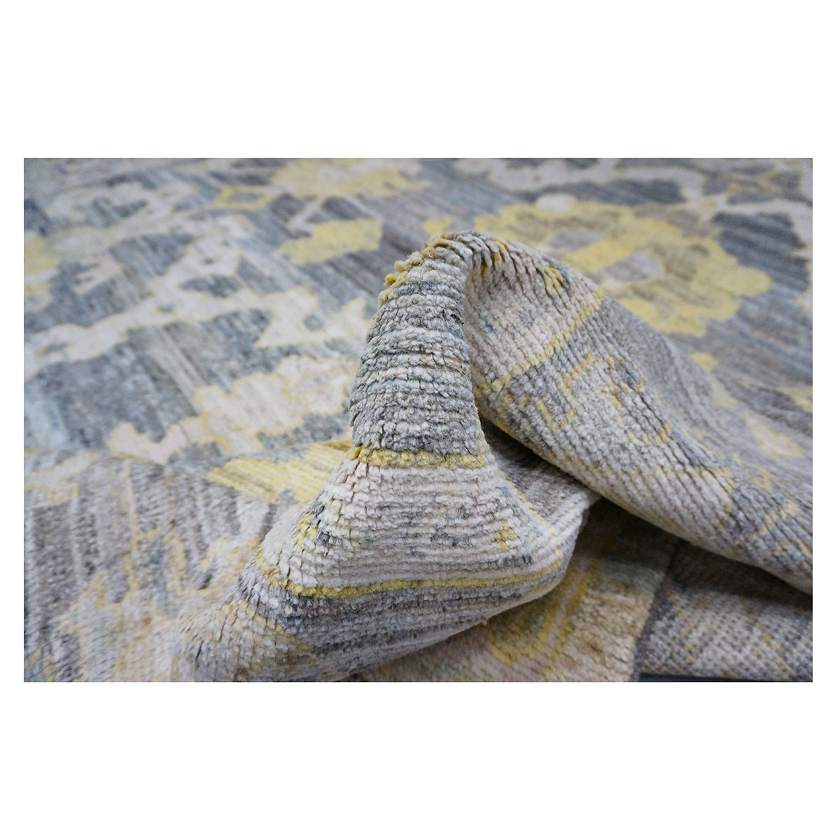 21st Century Turkish Oushak 9x14 Slate Blue, Olive Green, & Ivory Handmade Rug #1144081 image 8