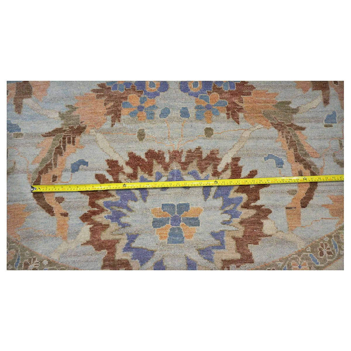 Sultanabad Master 11x11 Light Blue & Light Orange Round Area Rug #1143252 image 5