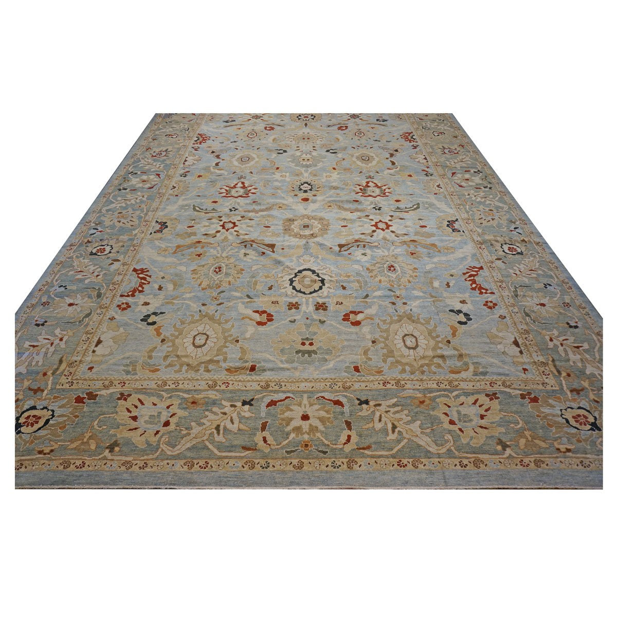 Area Rugs: #1140199 Persian Hand-Knotted Wool Sultanabad  LT. Blue & Green rug 14 x 20 image 1