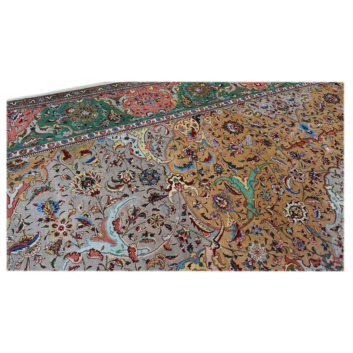 Antique Persian Tabriz 11X17 Grey, Green, Pink, & Orange Area Rug #1140881 image 6
