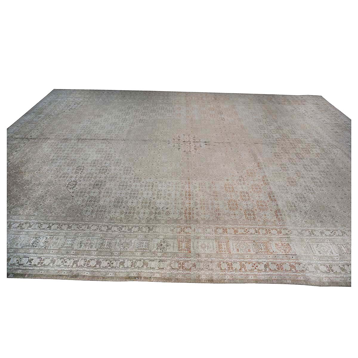 Antique Shabby Chic Persian Tabriz 13X18 Tan Area Rug #1142928 image 12
