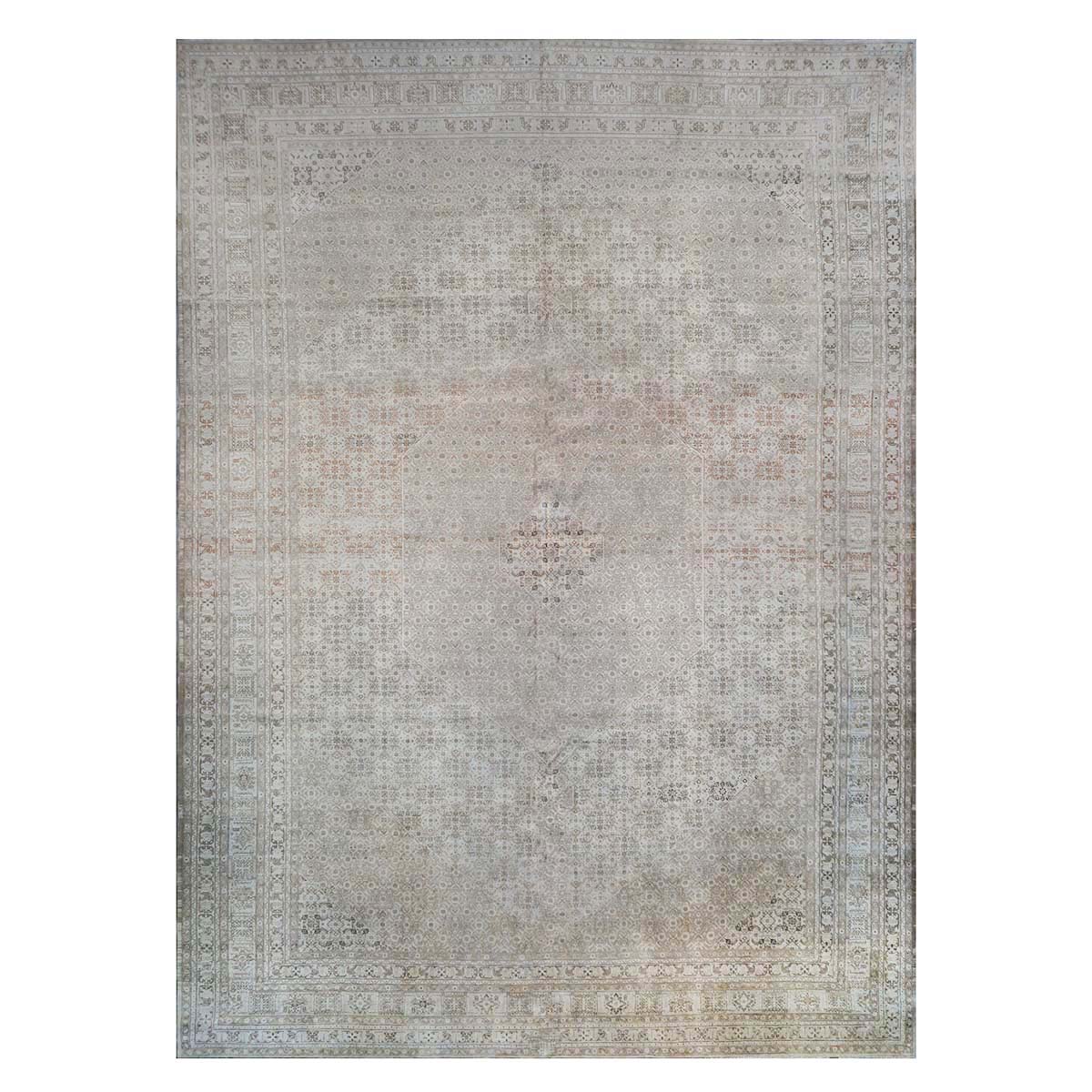 Antique Shabby Chic Persian Tabriz 13X18 Tan Area Rug #1142928 image 0