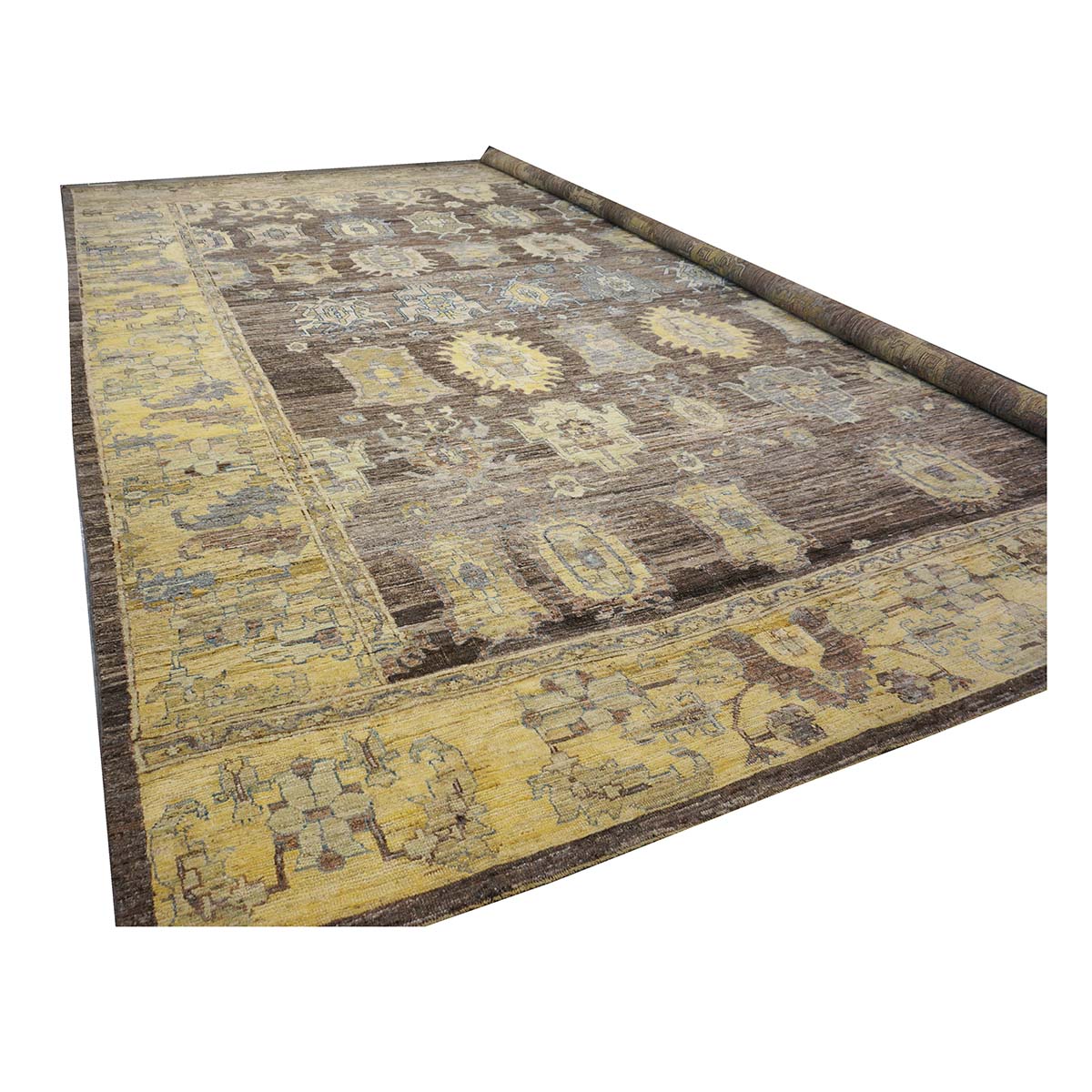 21st Century Large Square Turkish Oushak 19x20 Brown & Gold Handmade Area Rug #1144068 image 4