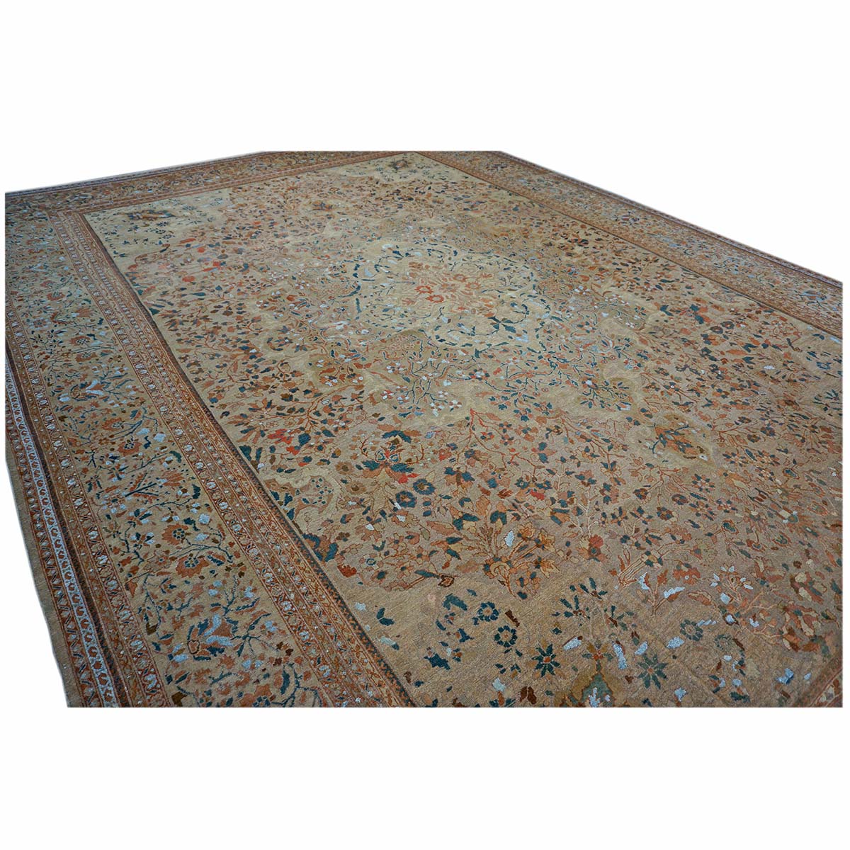 Antique Ziegler Sultanabad 15X21 Wool&Silk Tan Palace Size Rug #9902456 image 8