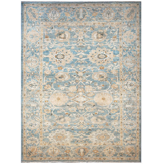 Persian Sultanabad 9x12 Blue & Tan Handmade Area Rug #1142976 image 0