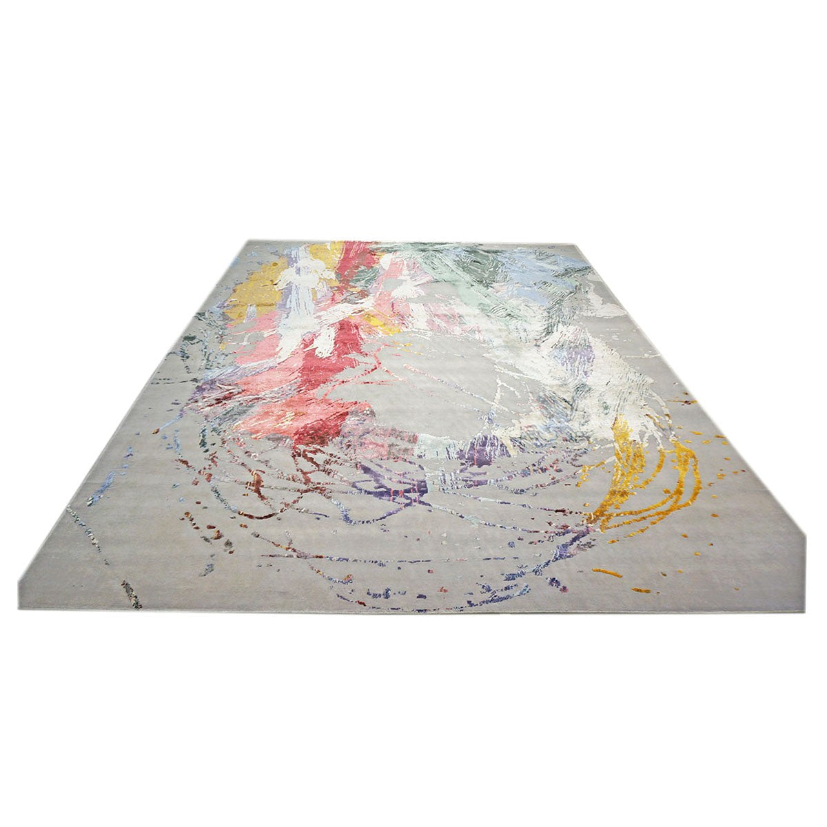 Modern Wool & Silk 12x15 Grey & Multi Color Handmade Area Rug #1144026 image 4
