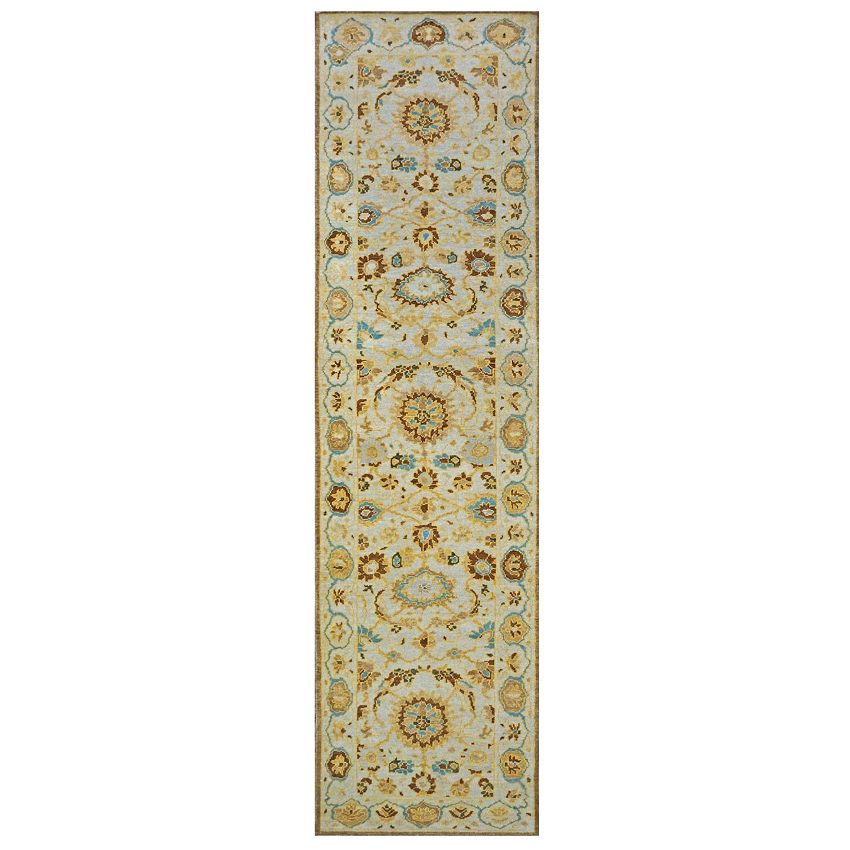 Persian Sultanabad 2.6x10 Grey & Gold Handmade Hall Runner Rug#1143675 image 0