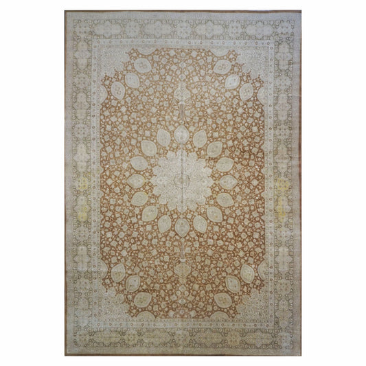 Antique Persian Tabriz 11X17 Ivory & Brown Area Rug #9902157 image 0