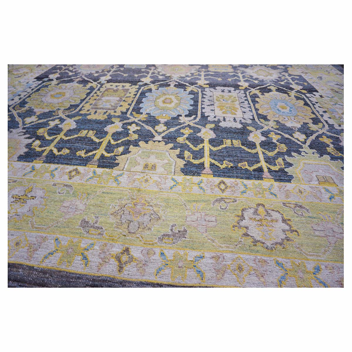 21st Century Turkish Oushak 14X20 Slate Blue, Gray & Ivory Handmade Area Rug #1144091 image 5