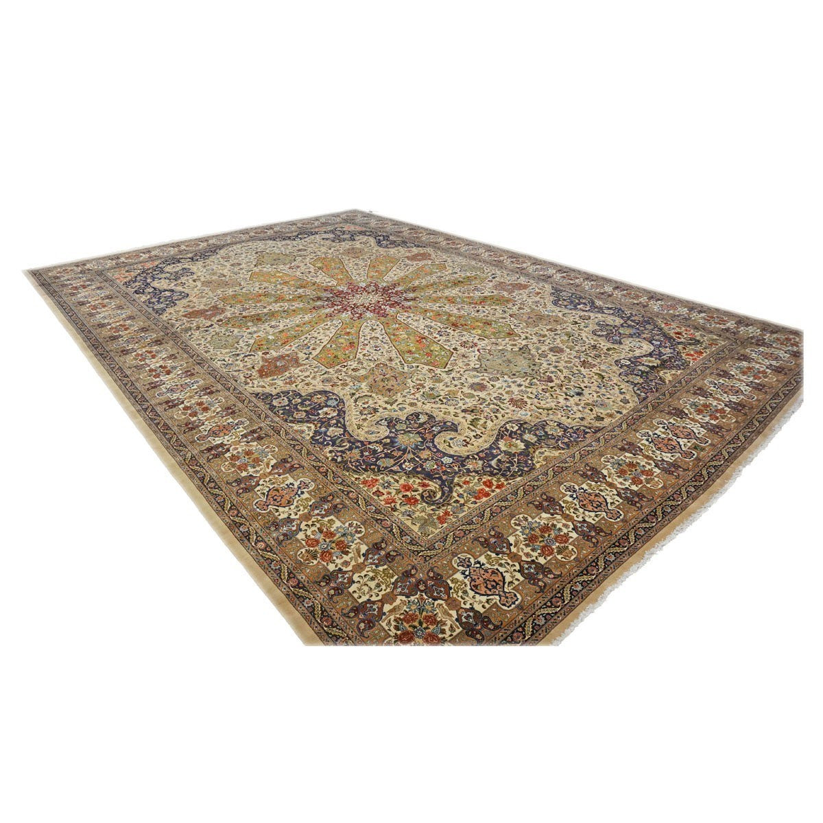 Antique Persian Tabriz 13X19 Ivory Palace Rug #1140645 image 2
