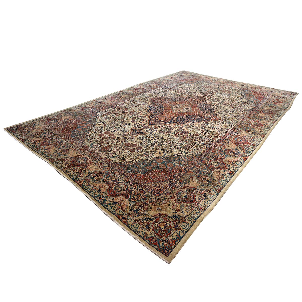 Antique Persian Sarouk Mahajaran 12x19 Ivory, Navy, & Red Oversized Area Rug #1144059 image 3
