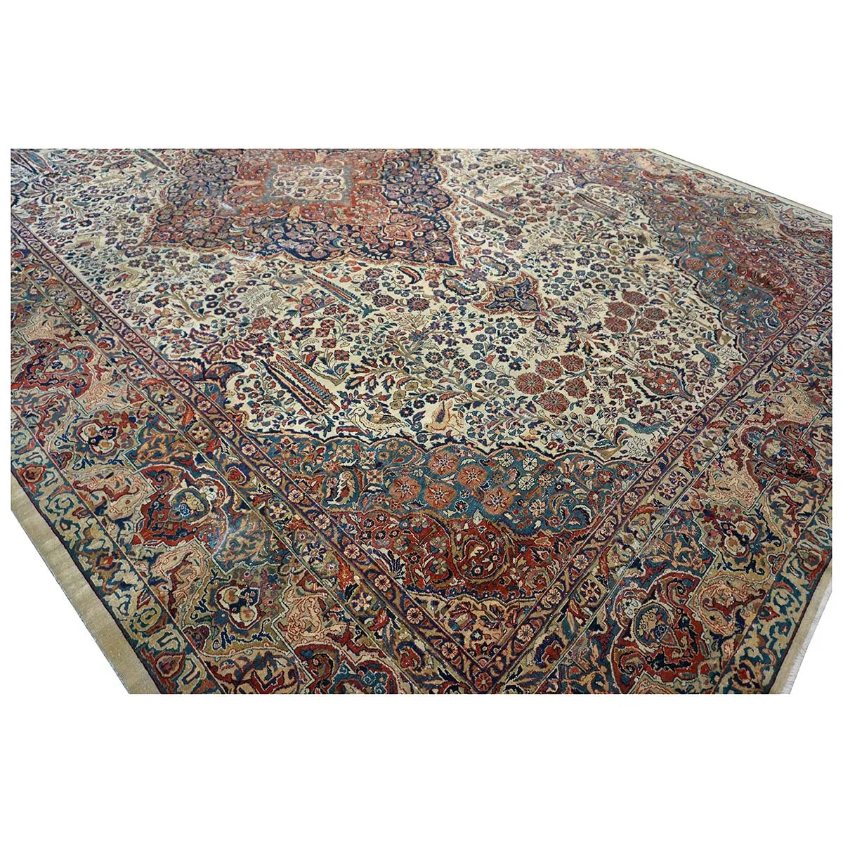 Antique Persian Sarouk Mahajaran 12x19 Ivory, Navy, & Red Oversized Area Rug #1144059 image 12