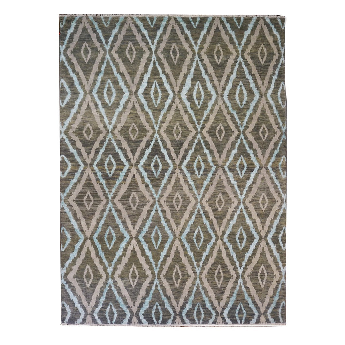 Nepalese Modern Wool & Silk 9X12 Green Area Rug #9902959 image 0