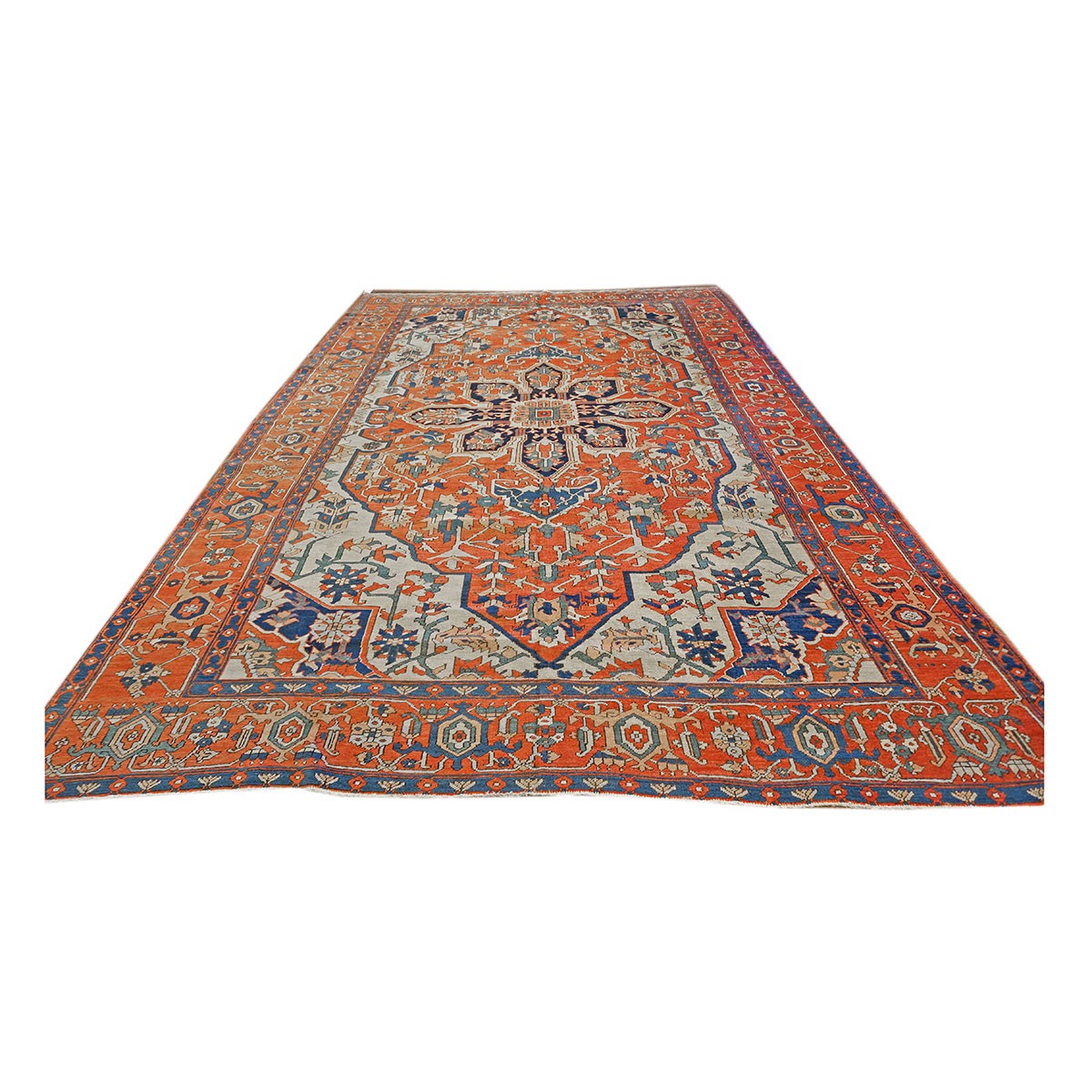 Antique Persian Serapi 10x15 Rust & Navy Handmade Area Rug #1140796 image 1