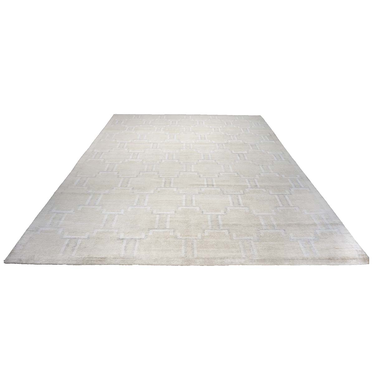 Nepalese Modern Wool & Silk 12X15 Beige, Ivory & Grey Area Rug #1143905 image 1