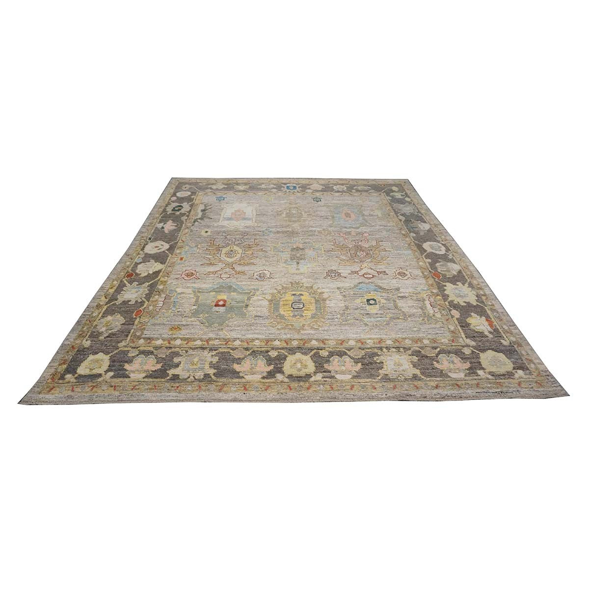 21st Century Turkish Oushak 10X11 Gold, Ivory & Charcoal Handmade Runner Rug #1144083 image 2