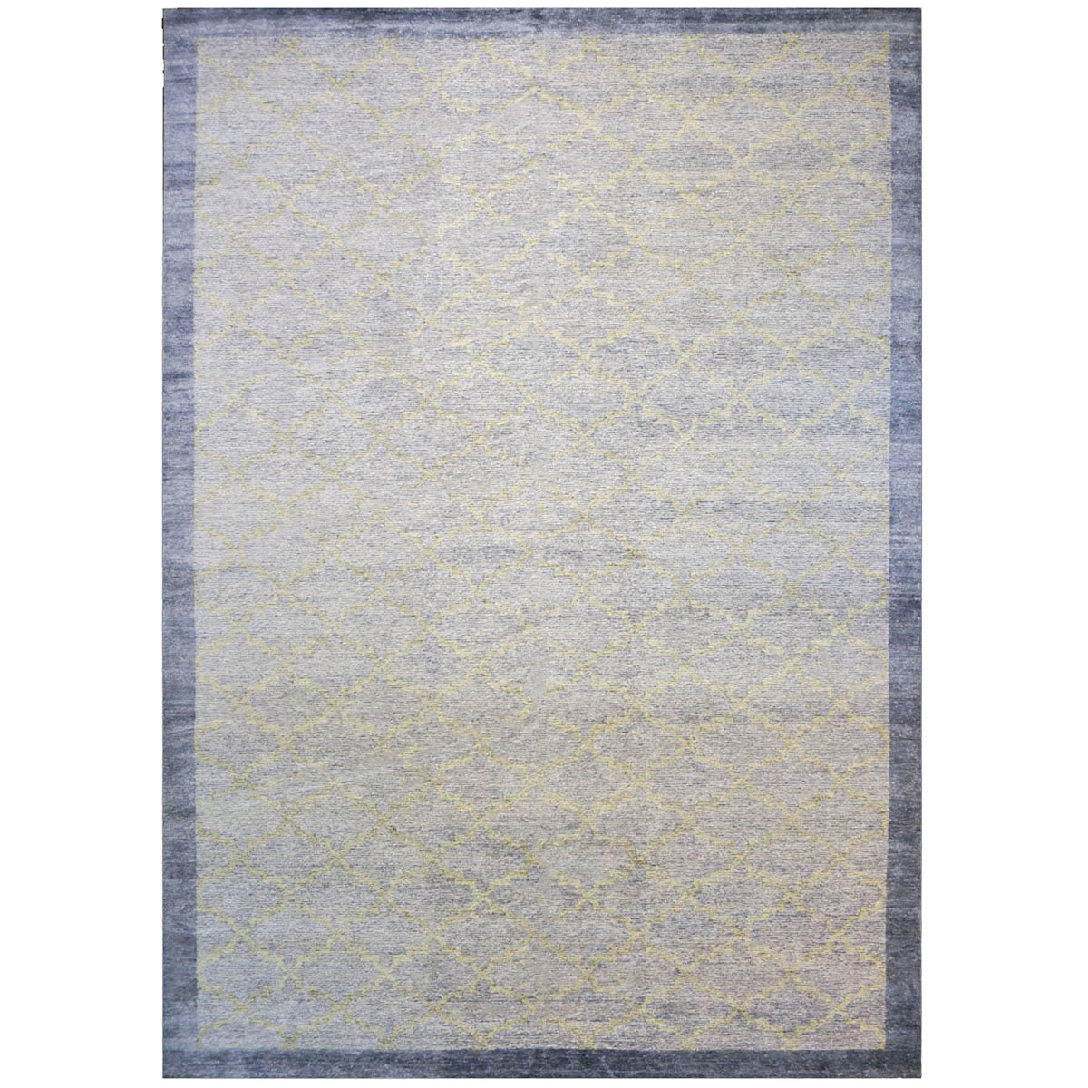 Nepalese Modern Wool & Silk 10X14 Slate Blue & Light Green Handmade Area Rug #1143599 image 0