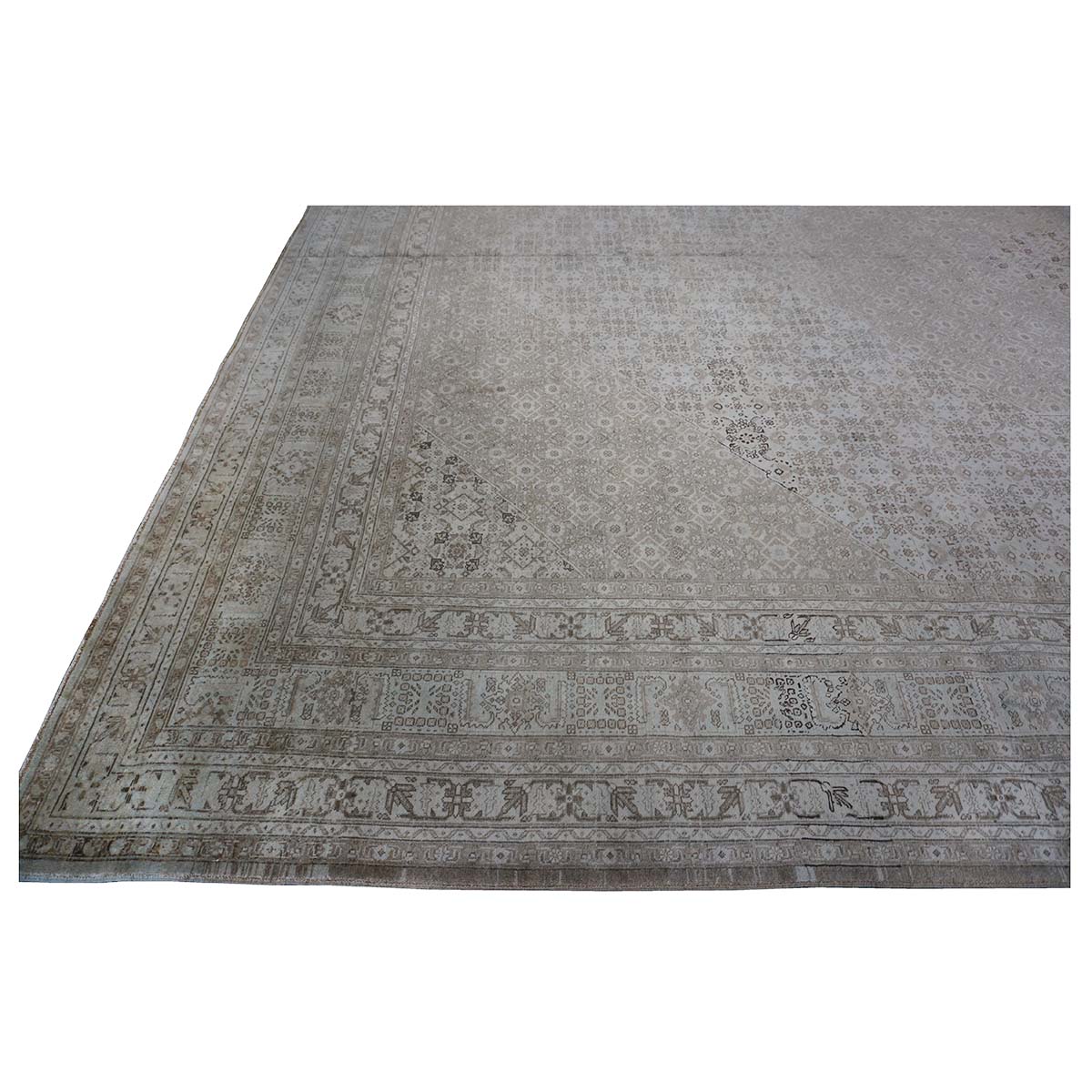 Antique Shabby Chic Persian Tabriz 13X18 Tan Area Rug #1142928 image 16