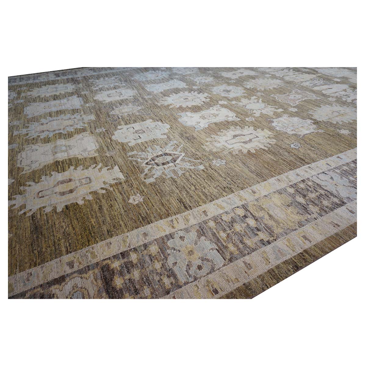 21st Century Turkish Oushak 15x23 Brown, Charcoal, & Ivory Handmade Oversized Rug #1144066 image 2