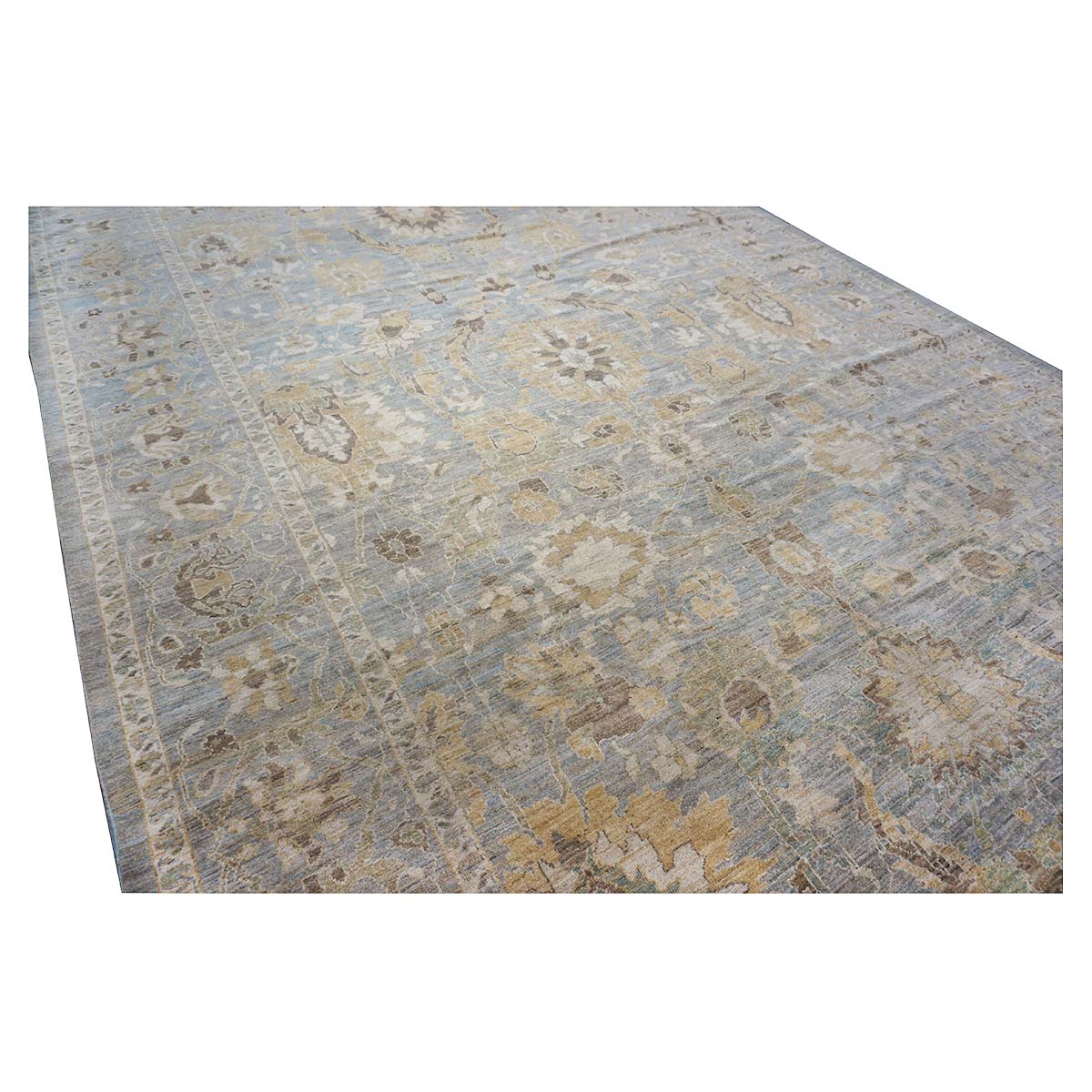 Oversized Persian Sultanabad Master 12x18 Blue, Grey, & Tan Handmade Area Rug #1143042 image 4