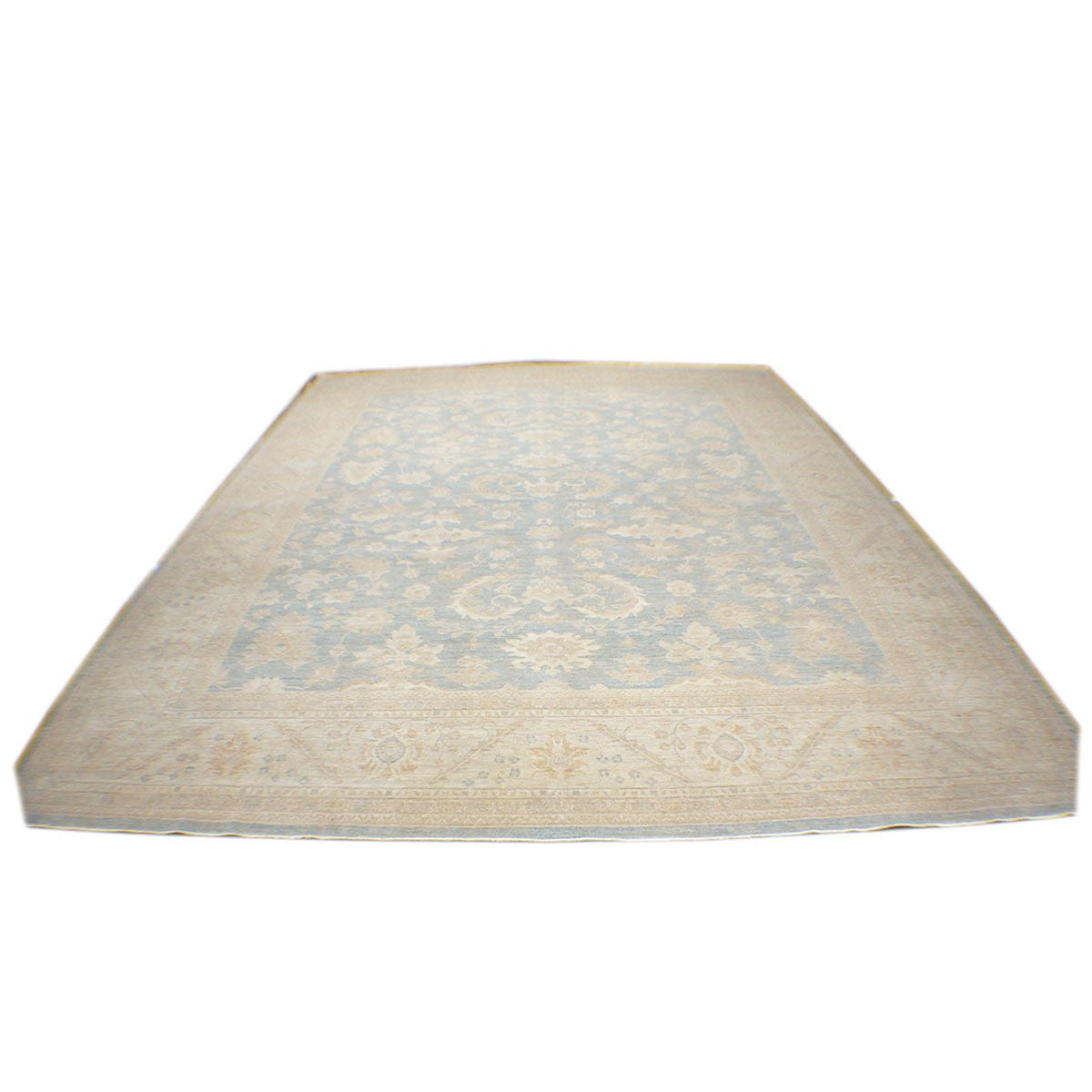 Afghan Oushak 12x15 Blue & Ivory Handmade Area Rug #1142741 image 1