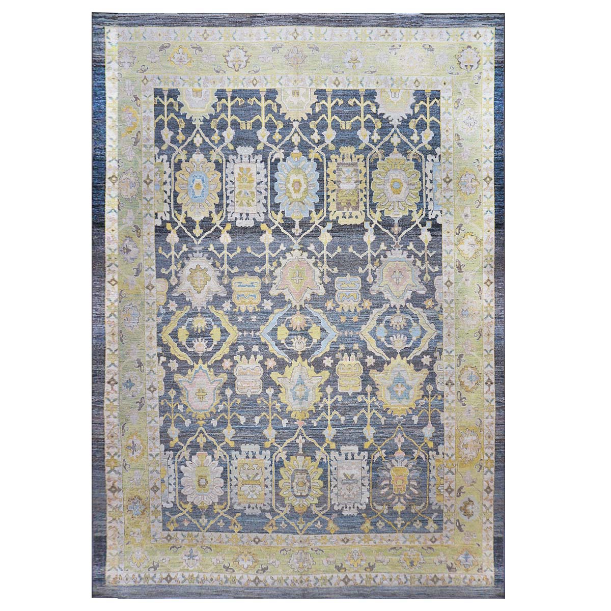 21st Century Turkish Oushak 14X20 Slate Blue, Gray & Ivory Handmade Area Rug #1144091 image 0