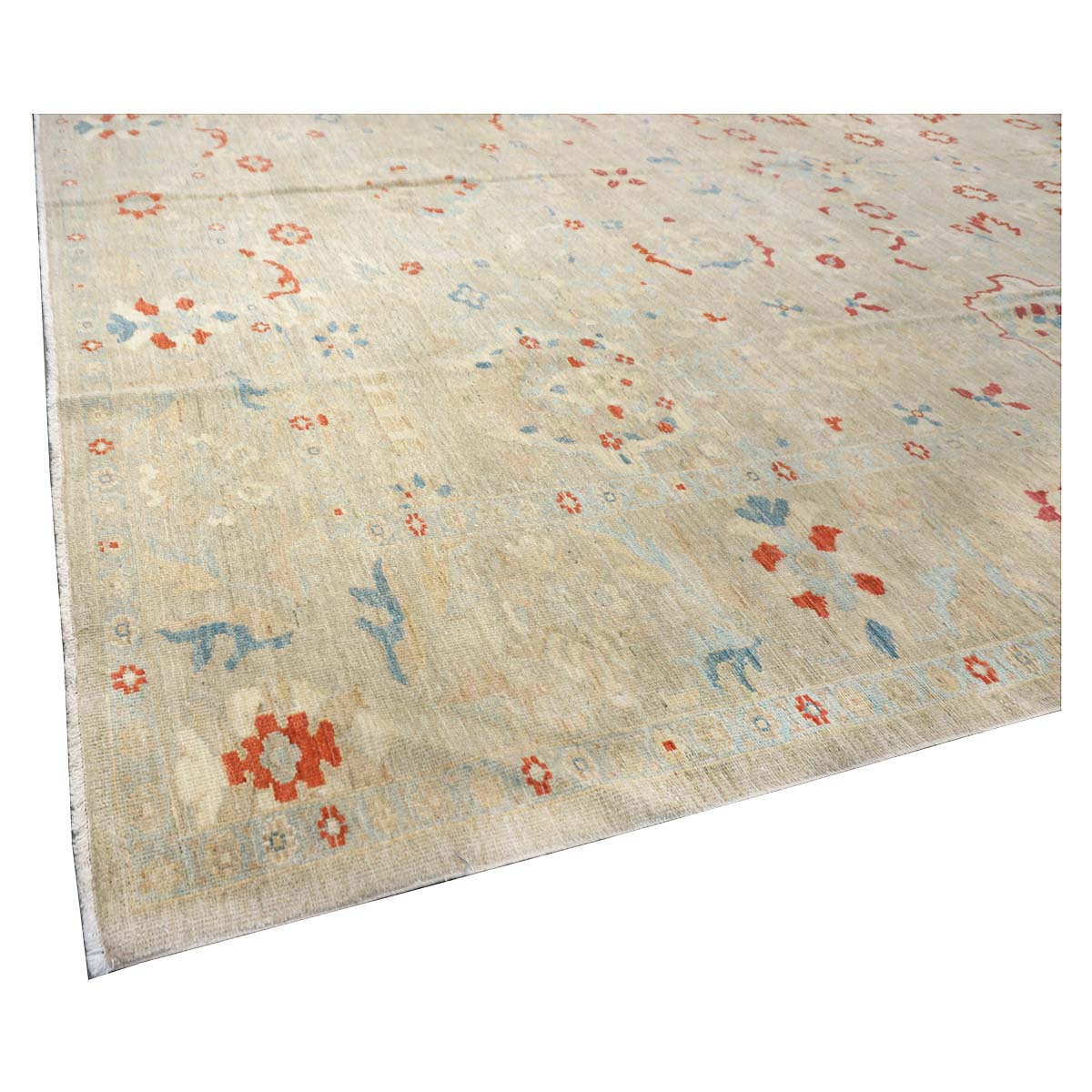 21st Century Sultanabad Master 12x17 Ivory, Red, & Blue Handmade Area Rug #1143967 image 8