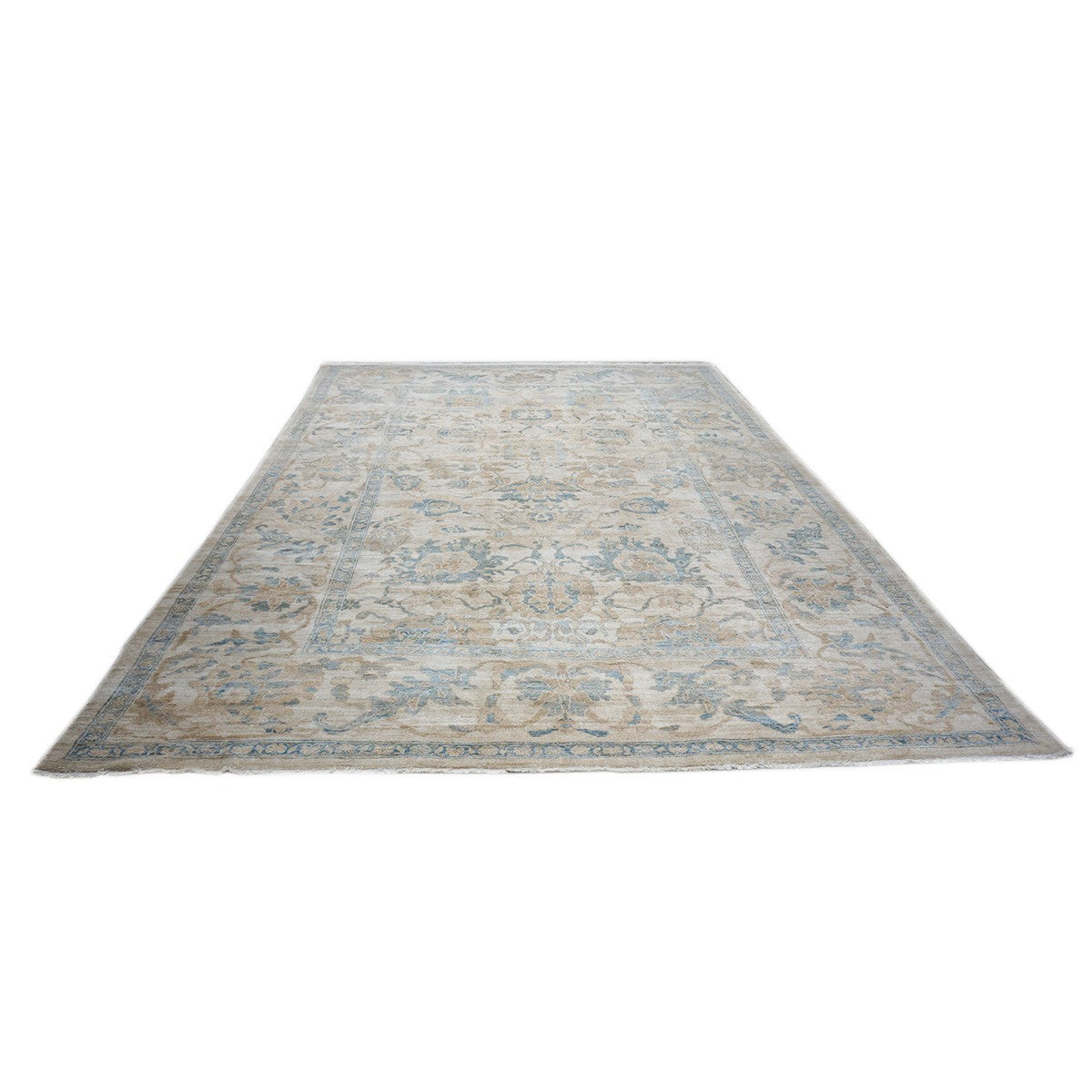 Persian Sultanabad 10X14 Ivory and Blue Handmade Persian Rug #1141091 image 1