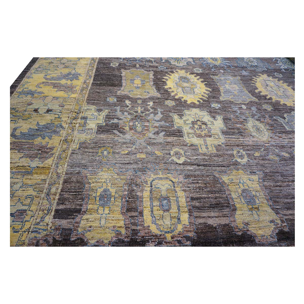 21st Century Large Square Turkish Oushak 19x20 Brown & Gold Handmade Area Rug #1144068 image 8