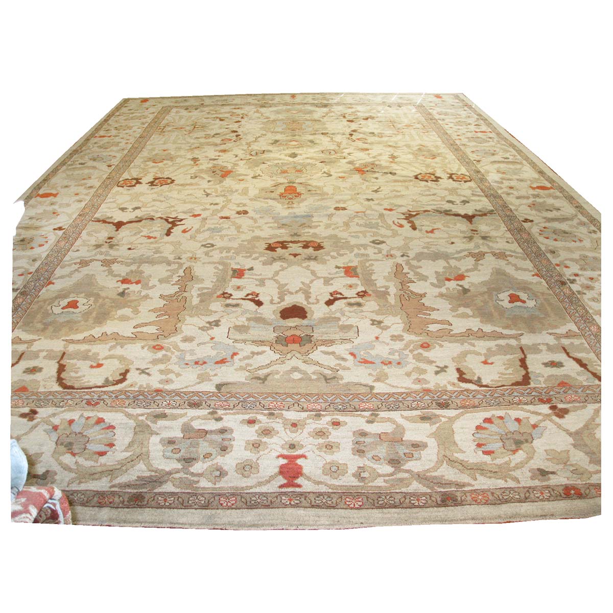 Persian Sultanabad Masters 13x20  Ivory & Tan Handmade Palace Rug #1141427 image 1