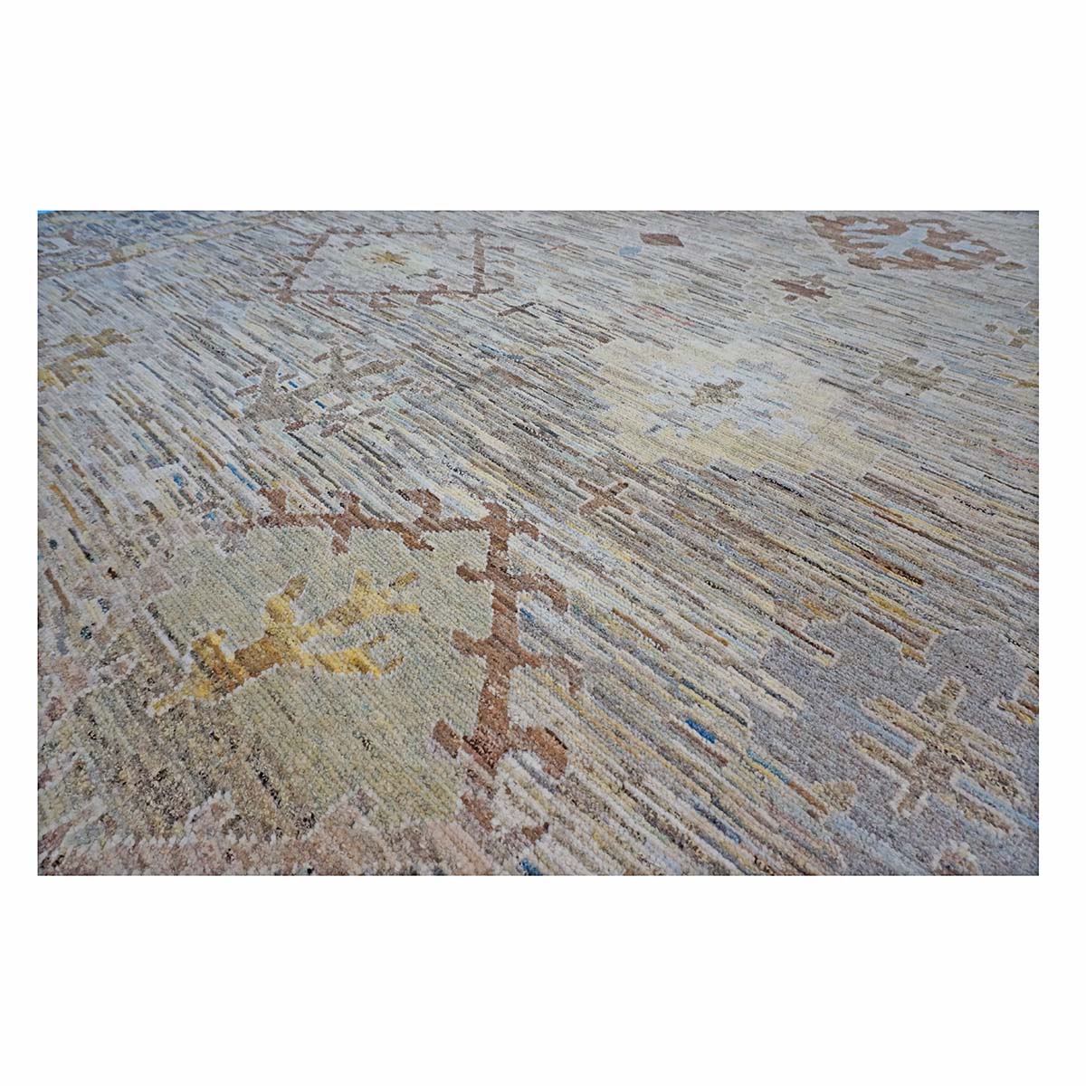 21st Century Turkish Oushak 11X15 Gold, Gray& Slate Blue Handmade Area Rug #1144128 image 11