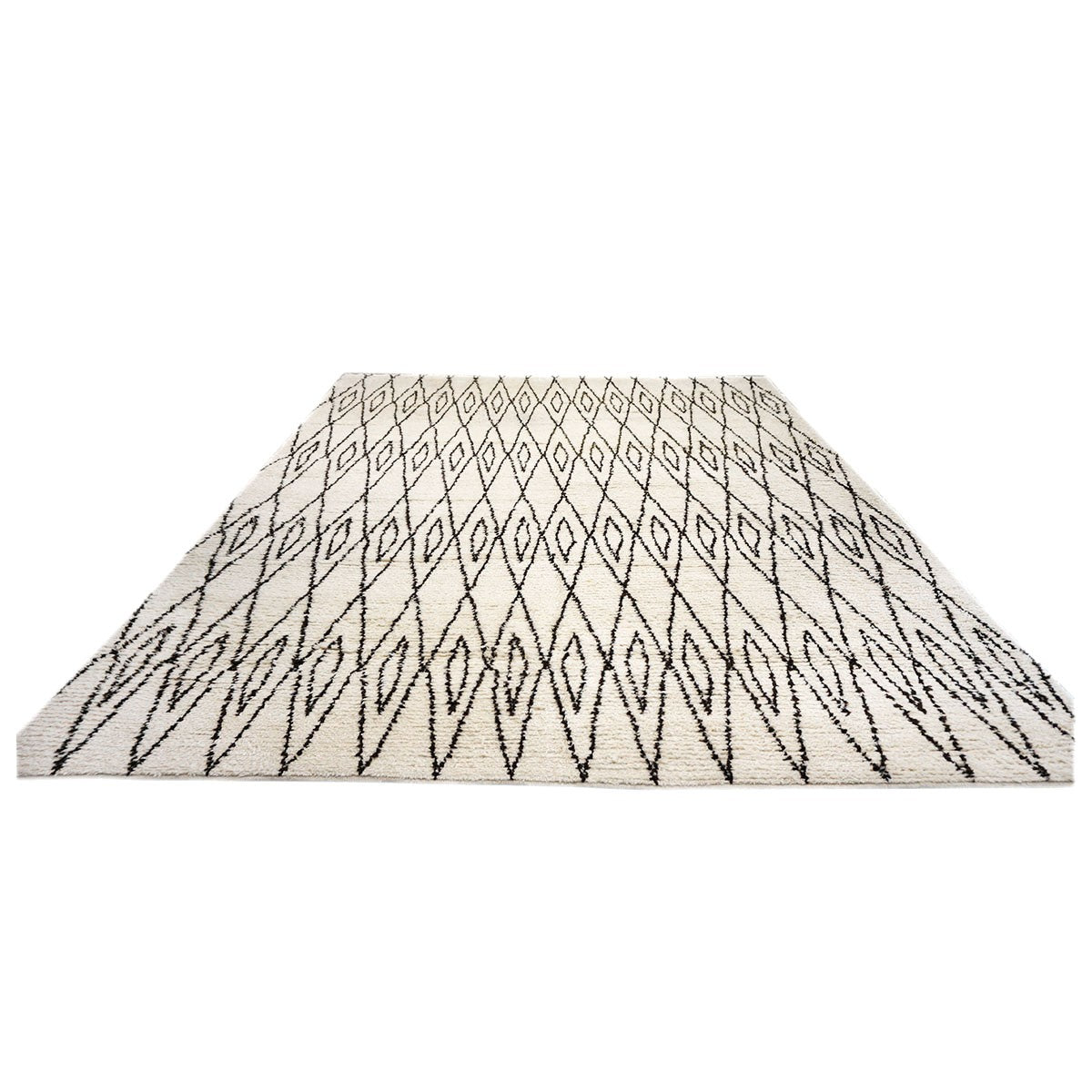 Vintage Beni Ourain Modern Morrocan 12x18 Ivory & Dark Brown Handmade Area Rug #AY101 image 3