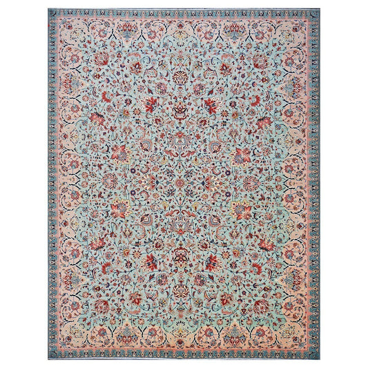 Antique Persian Tabriz Emad 9X12 Mint Green & Pink Area Rug #9902603 image 0