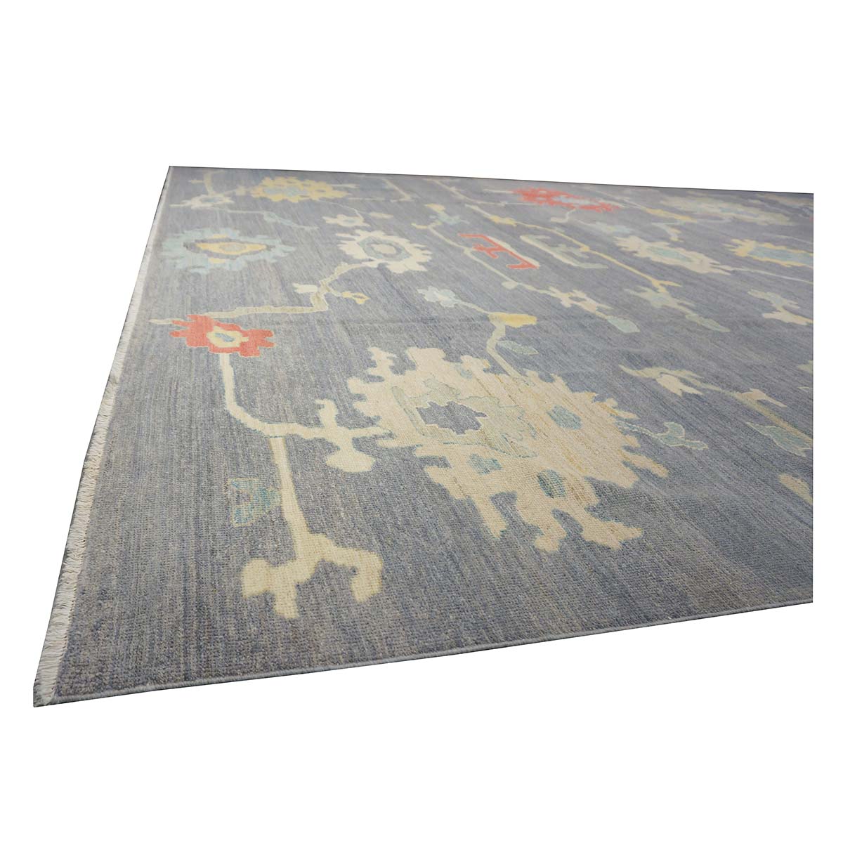 21st Century Turkish Oushak 12X16 Ivory, Orange & Slate Blue Handmade Runner Rug #1144179 image 8