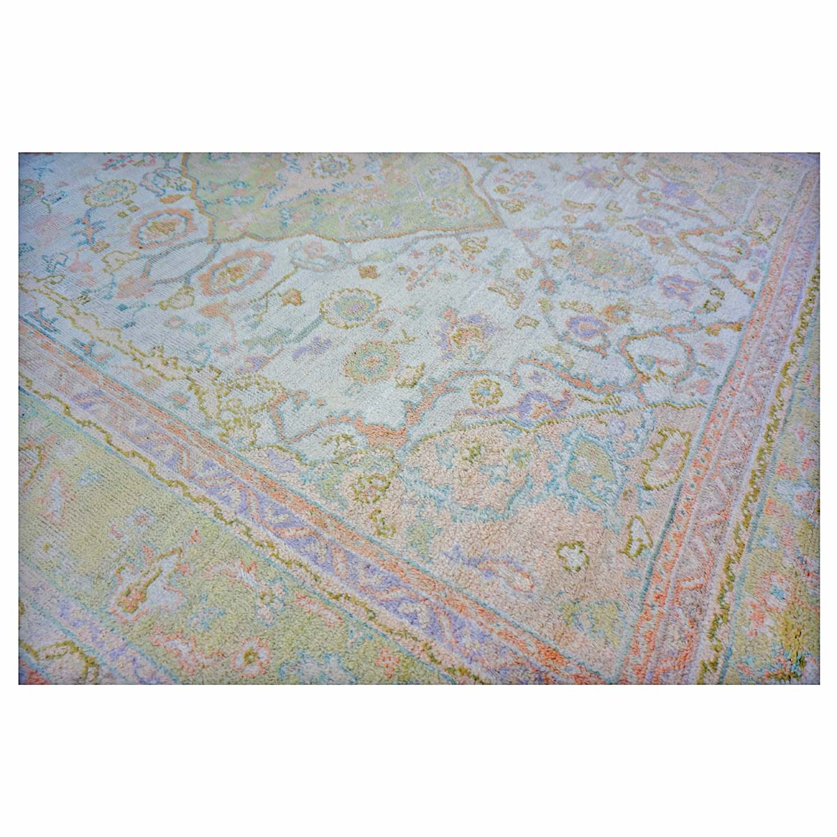 Antique Turkish Oushak 10X13 Olive, Ivory, & Light Red Handmade Area Rug #1144268 image 9